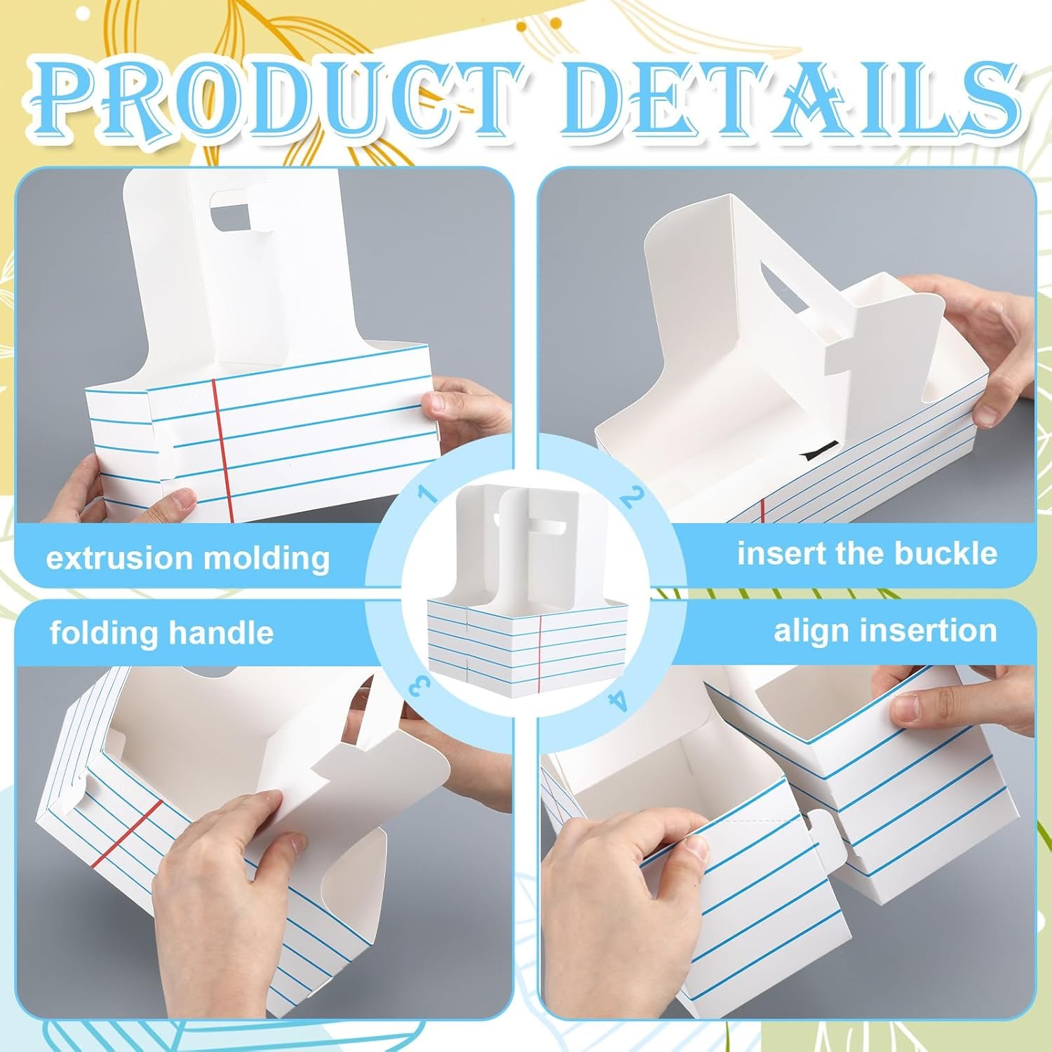 Grossiste 24 ensembles de cadeaux pour enseignants, transporteur de boissons 2 tasses avec carte de vœux, anse pour fête, logo personnalisé en blanc rayé, fournisseurs d'articles jetables.