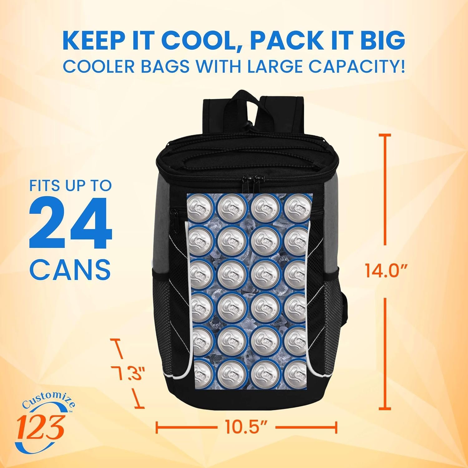 Sac à Glaciers Personnalisé - Sac Isotherme Personnalisable pour Événements d'Entreprise ou Cadeaux | Fabricant de Sacs Isothermes Étanches - Contient 24 Canettes de Bière - 14 x 10,5 x 7,3 - Grossiste en Sacs Isothermes avec Logo Personnalisé