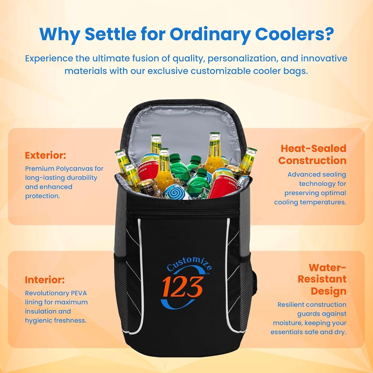 Sac à Glaciers Personnalisé - Sac Isotherme Personnalisable pour Événements d'Entreprise ou Cadeaux | Fabricant de Sacs Isothermes Étanches - Contient 24 Canettes de Bière - 14 x 10,5 x 7,3 - Grossiste en Sacs Isothermes avec Logo Personnalisé