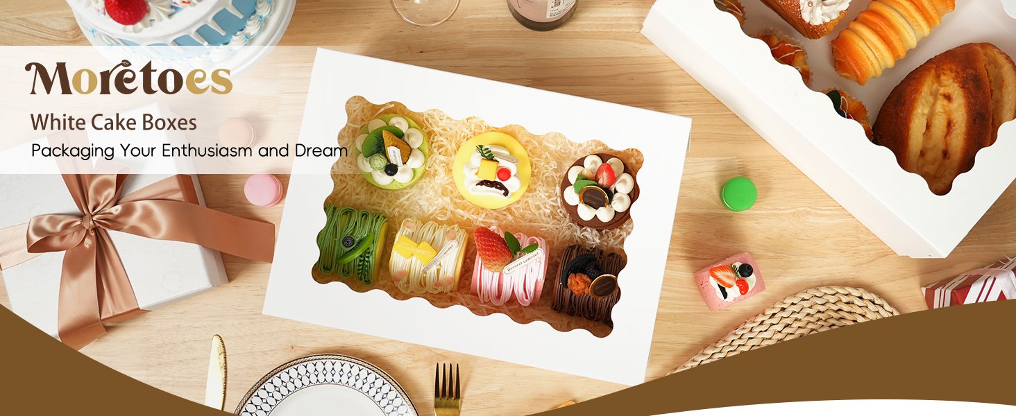 Grossiste en Vrac 20pcs Boîtes à Gâteau 14x10x4in avec Fenêtre, Fournisseur de Boîtes Blanches pour Pâtisserie, Logo Personnalisé pour Packaging de Gâteaux Donuts Cupcake Tarte