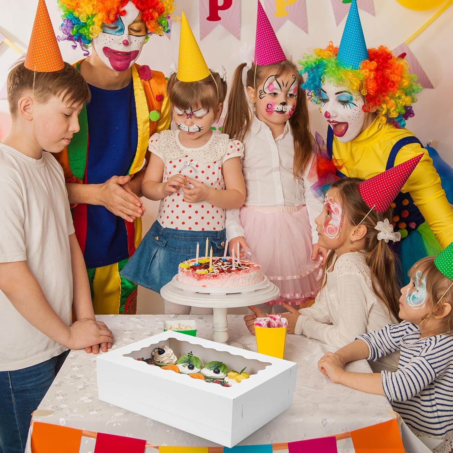 Grossiste en Vrac 20pcs Boîtes à Gâteau 14x10x4in avec Fenêtre, Fournisseur de Boîtes Blanches pour Pâtisserie, Logo Personnalisé pour Packaging de Gâteaux Donuts Cupcake Tarte