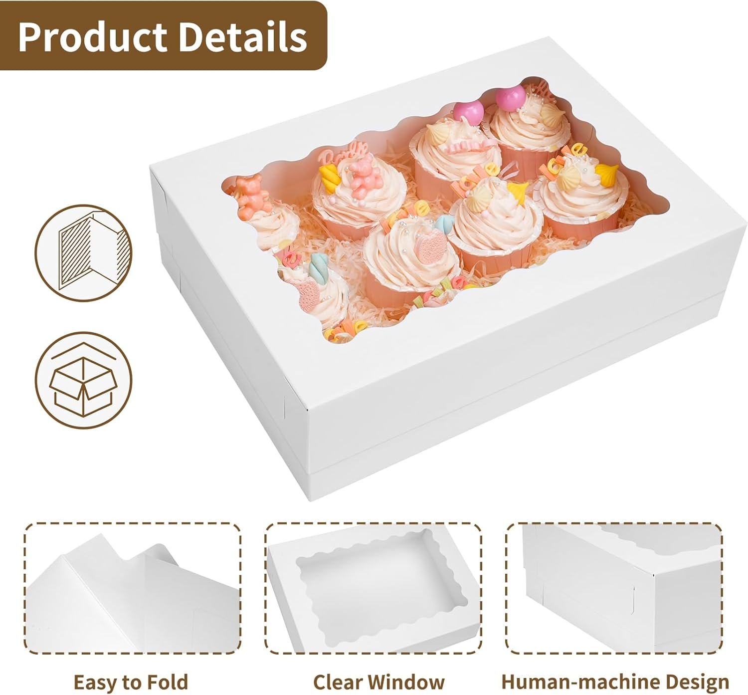 Grossiste en Vrac 20pcs Boîtes à Gâteau 14x10x4in avec Fenêtre, Fournisseur de Boîtes Blanches pour Pâtisserie, Logo Personnalisé pour Packaging de Gâteaux Donuts Cupcake Tarte