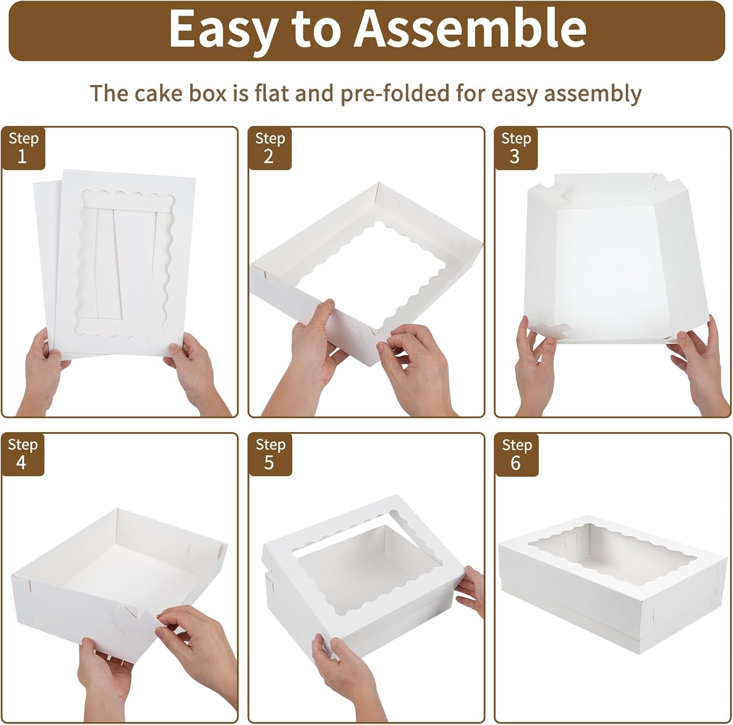 Grossiste en Vrac 20pcs Boîtes à Gâteau 14x10x4in avec Fenêtre, Fournisseur de Boîtes Blanches pour Pâtisserie, Logo Personnalisé pour Packaging de Gâteaux Donuts Cupcake Tarte