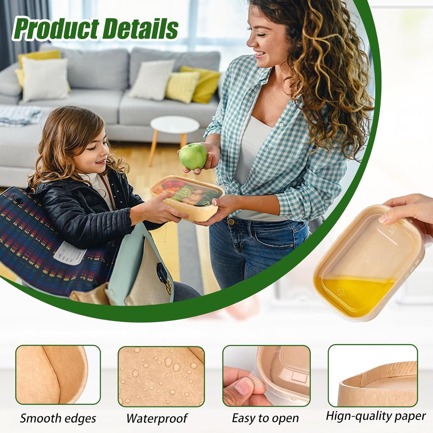 Grossiste contenants alimentaires en vrac 50-Pack 29oz bols en papier kraft jetables avec couvercles et fourchettes, contenant pour repas à emporter, adaptés pour le micro-ondes, parfait pour les fêtes de la Saint-Patrick, consommation chaude/froide, OEM.