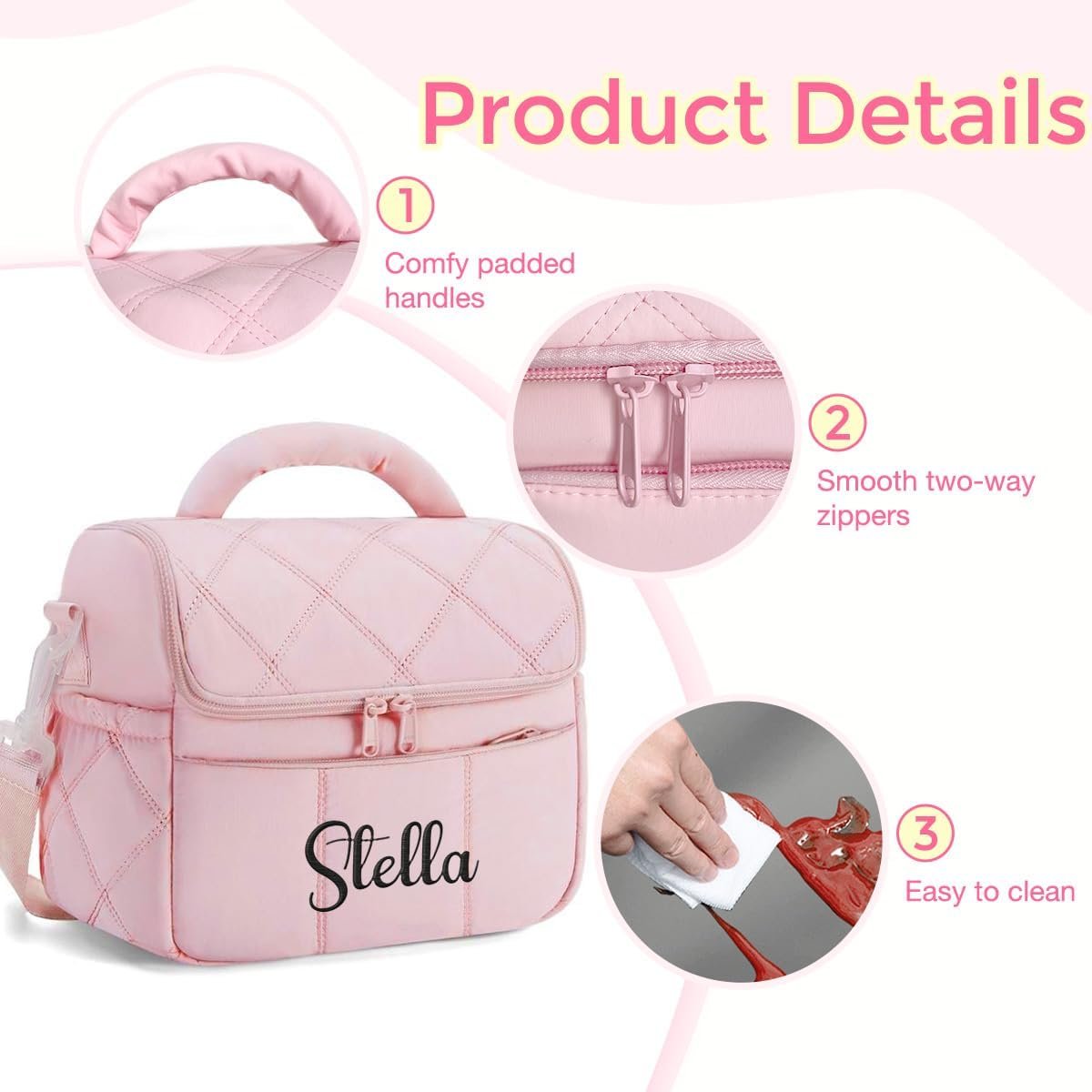 Grossiste Sacs à Lunch Personnalisés Insulés avec Nom Brodé, Fournisseur de Sacs à Lunch Réutilisables Étanches pour le Travail et les Voyages, Logo Personnalisé (Rose) Grossiste Sacs à Lunch Personnalisés Insulés avec Nom Brodé, Fournisseur de Sacs à Lunch Réutilisables Étanches pour le Travail et les Voyages, Logo Personnalisé (Rose)