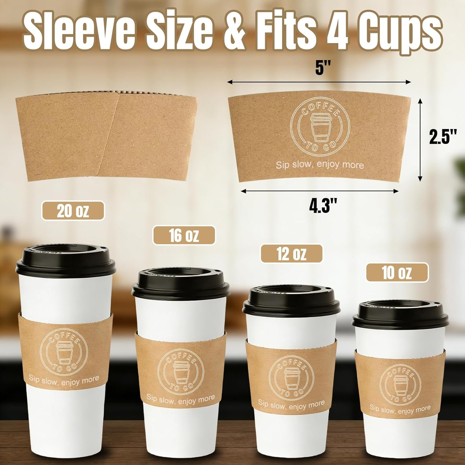 Sleeves de café en vrac - 10-20 oz personnalisation avec logo ou texte gravé au laser pour boissons chaudes et froides - Fournisseur OEM pour cafés, mariages et événements (Style 1) Sleeves de café en vrac - 10-20 oz personnalisation avec logo ou texte gravé au laser pour boissons chaudes et froides - Fournisseur OEM pour cafés, mariages et événements (Style 1)