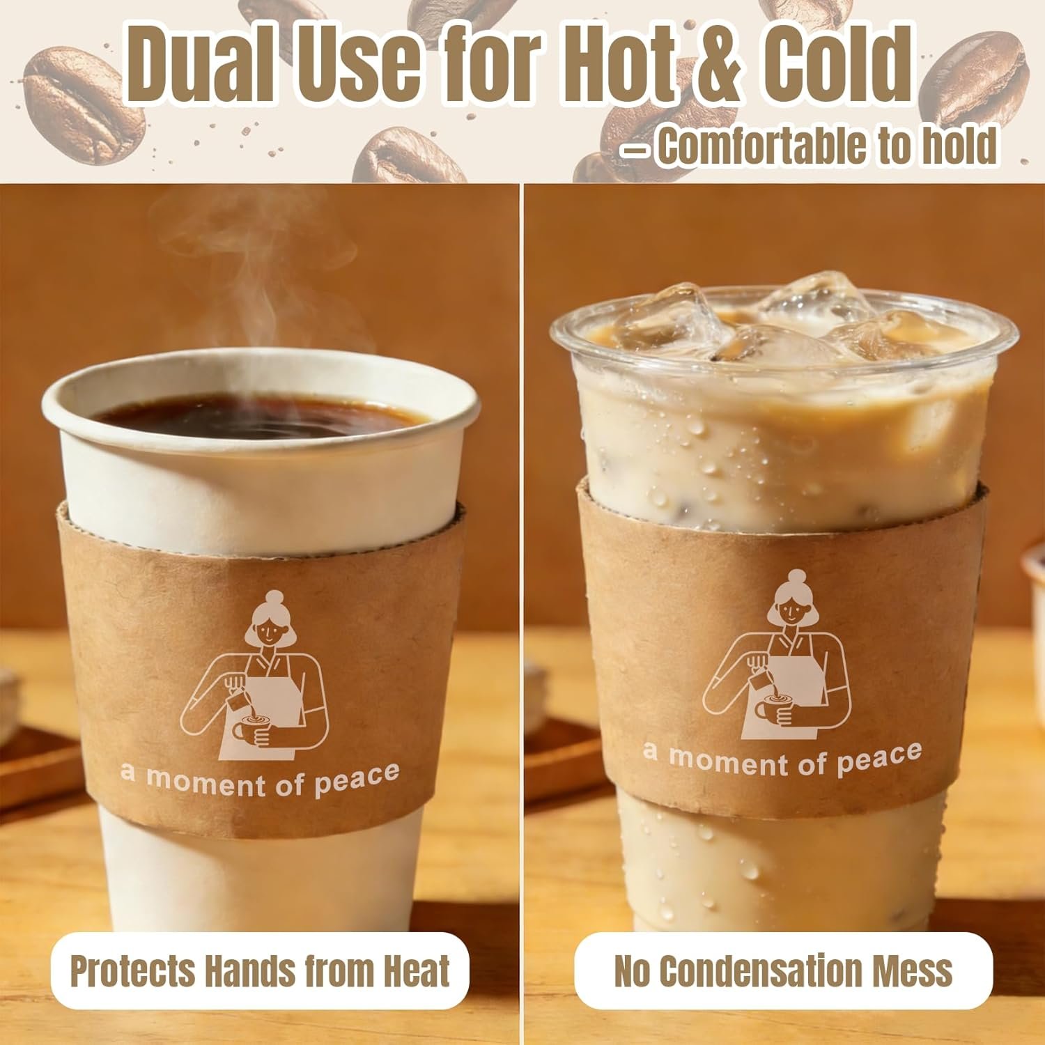 Sleeves de café en vrac - 10-20 oz personnalisation avec logo ou texte gravé au laser pour boissons chaudes et froides - Fournisseur OEM pour cafés, mariages et événements (Style 1) Sleeves de café en vrac - 10-20 oz personnalisation avec logo ou texte gravé au laser pour boissons chaudes et froides - Fournisseur OEM pour cafés, mariages et événements (Style 1)