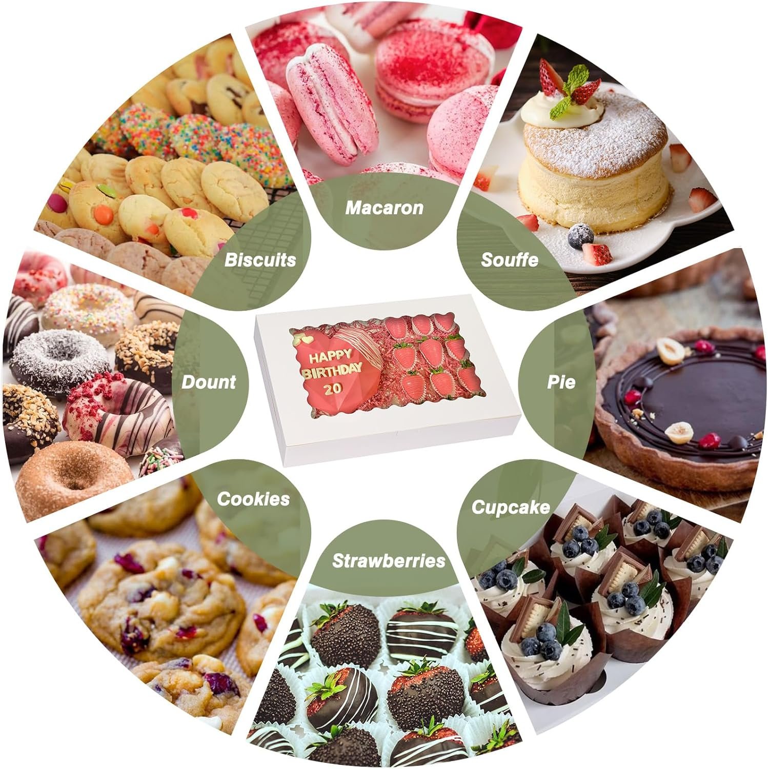 Grossiste en Vrac Boîtes à Gâteaux 30pcs, Boîtes de Boulangerie Grandes 14x10x2,5 pouces avec Fenêtre pour Muffins, Pâtisseries, Chocolats, Donuts, OEM, Logo Personnalisé