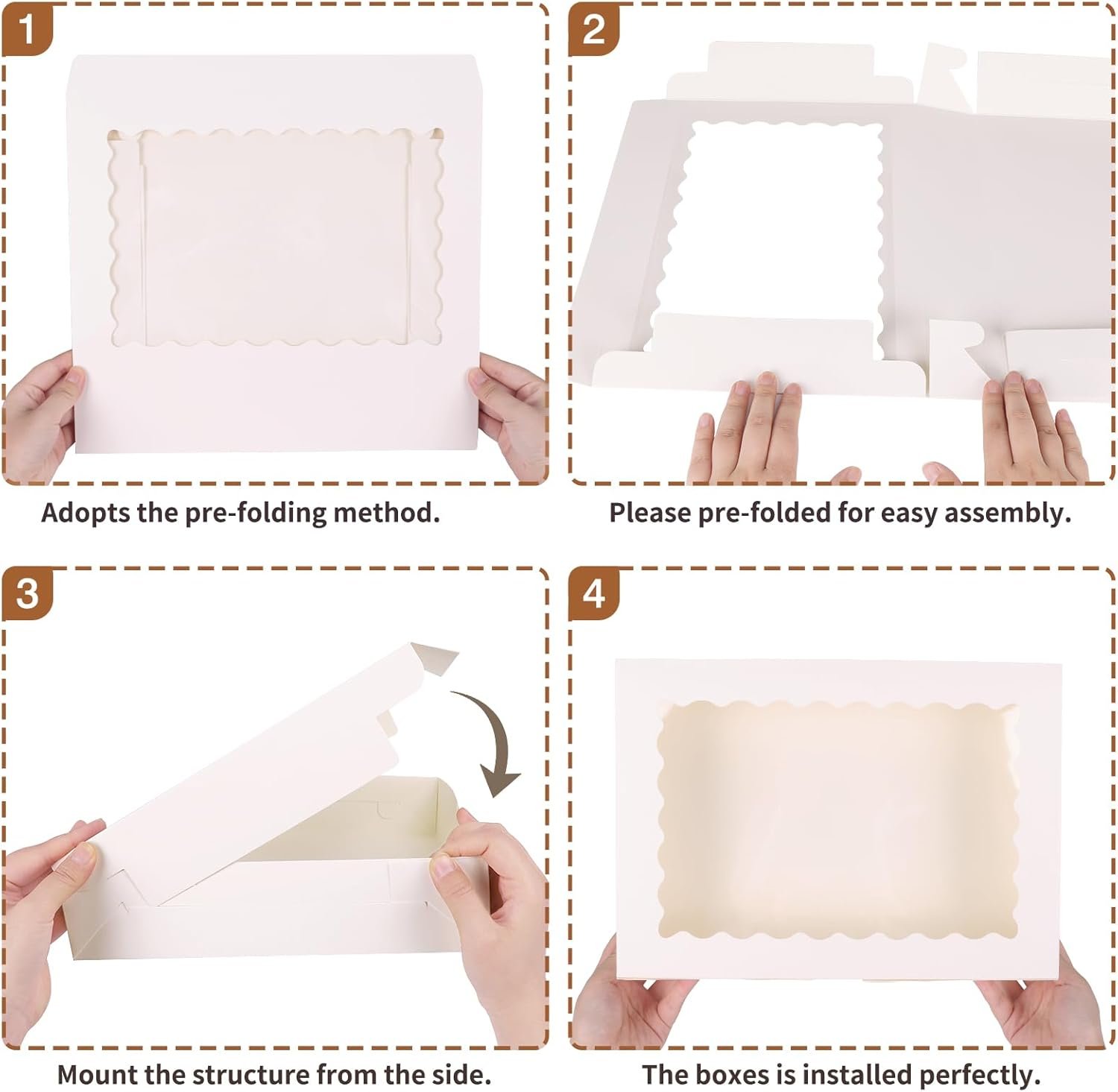 Grossiste en Vrac Boîtes à Gâteaux 30pcs, Boîtes de Boulangerie Grandes 14x10x2,5 pouces avec Fenêtre pour Muffins, Pâtisseries, Chocolats, Donuts, OEM, Logo Personnalisé