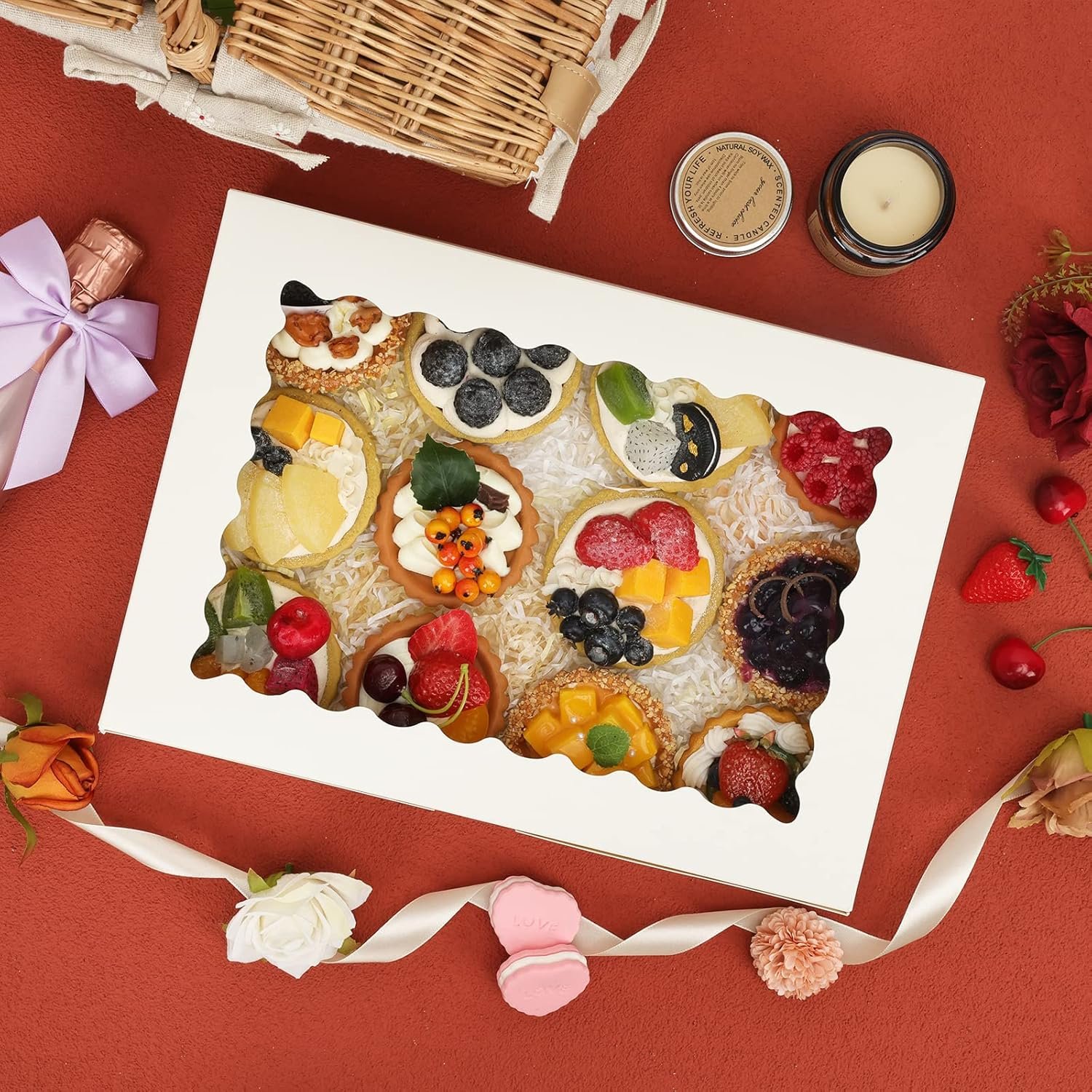 Grossiste en Vrac Boîtes à Gâteaux 30pcs, Boîtes de Boulangerie Grandes 14x10x2,5 pouces avec Fenêtre pour Muffins, Pâtisseries, Chocolats, Donuts, OEM, Logo Personnalisé