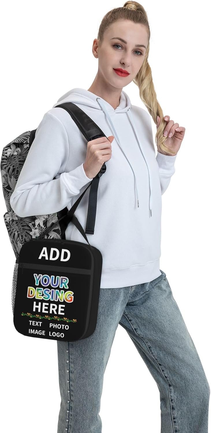Lunch box personnalisée avec photo et texte, solution idéale pour les grossistes, sac isotherme sur mesure pour adultes et enfants avec bandoulière, fabricant de sacs à déjeuner pour le bureau, l'école et les pique-niques, logo personnalisé inclus.