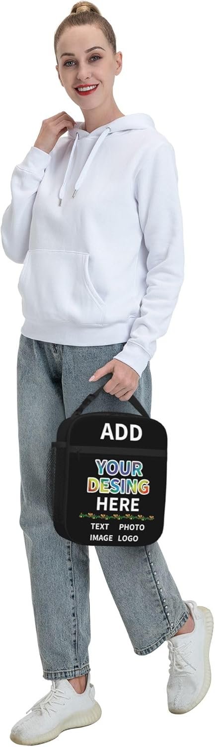 Lunch box personnalisée avec photo et texte, solution idéale pour les grossistes, sac isotherme sur mesure pour adultes et enfants avec bandoulière, fabricant de sacs à déjeuner pour le bureau, l'école et les pique-niques, logo personnalisé inclus.