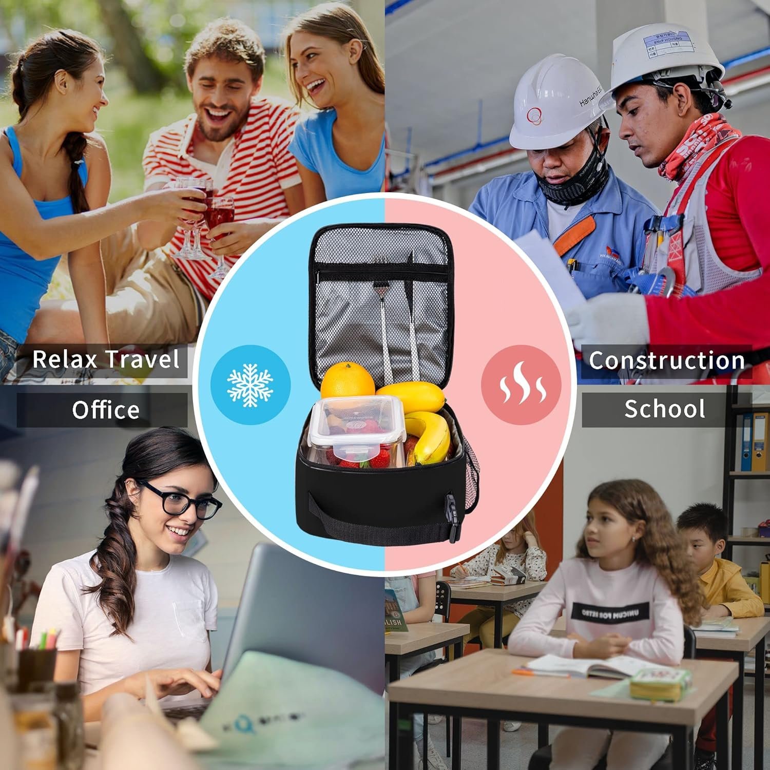 Lunch box personnalisée avec photo et texte, solution idéale pour les grossistes, sac isotherme sur mesure pour adultes et enfants avec bandoulière, fabricant de sacs à déjeuner pour le bureau, l'école et les pique-niques, logo personnalisé inclus.