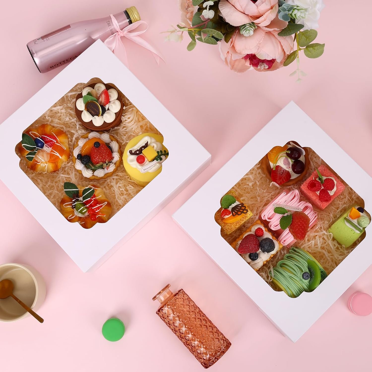 Grossiste de Boîtes à Gâteau 45pcs 12x12x2.5 pouces Blanches avec Fenêtre pour Cookies, Tartes, Pizzas, Fraises, Chocolats, Pâtisseries, Muffins et Donuts, Fournisseur de Packaging Personnalisé OEM