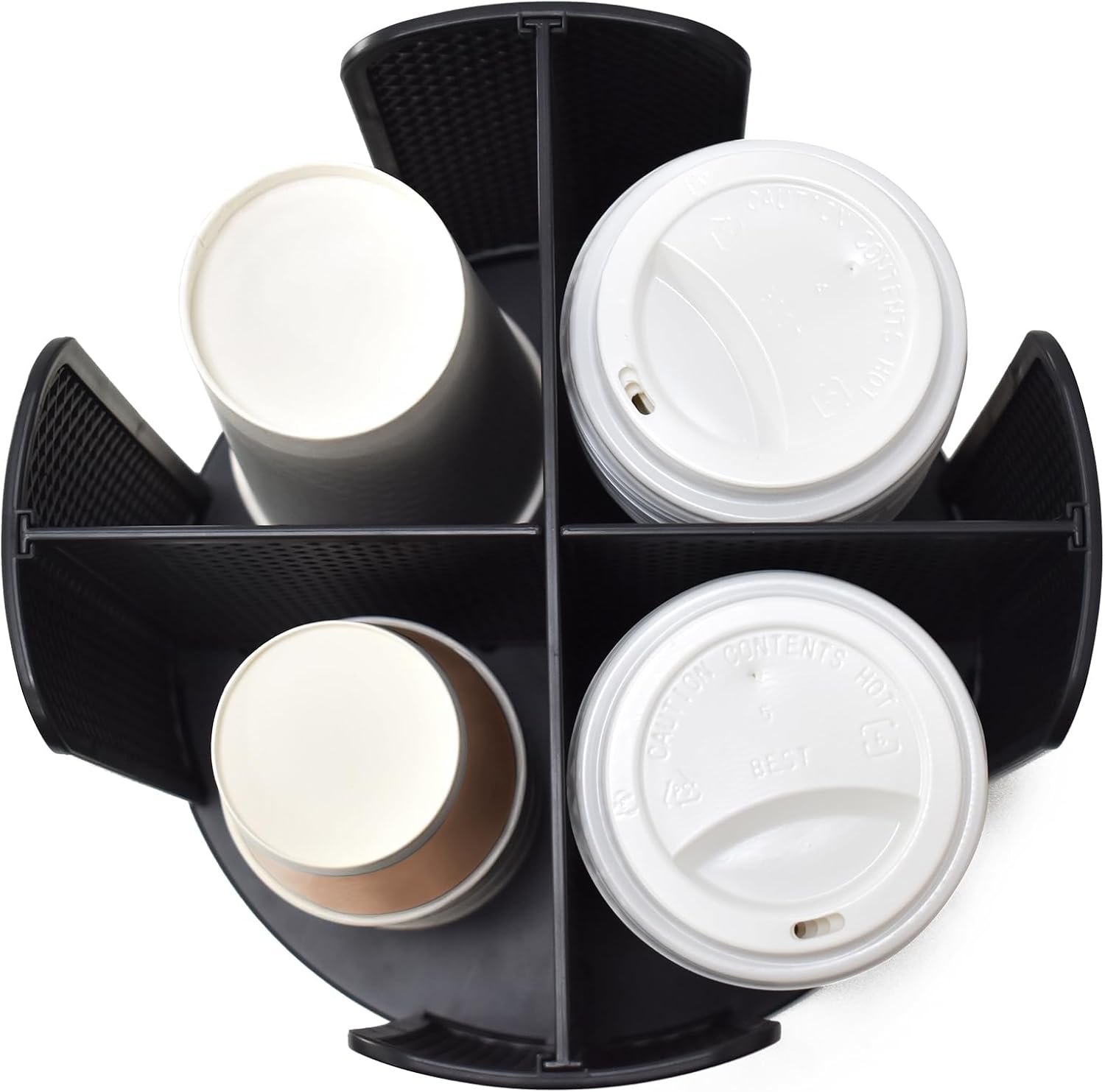 Organisateur de Tasses et Couvercles, Distributeur de Tasses à Café Rotatif 360° pour Tasses Jetables en Plastique et Papier de 5 à 16 oz, 4 Compartiments Détachables, Vente en Gros de Fabricant, Noir Organisateur de Tasses et Couvercles, Distributeur de Tasses à Café Rotatif 360° pour Tasses Jetables en Plastique et Papier de 5 à 16 oz, 4 Compartiments Détachables, Vente en Gros de Fabricant, Noir