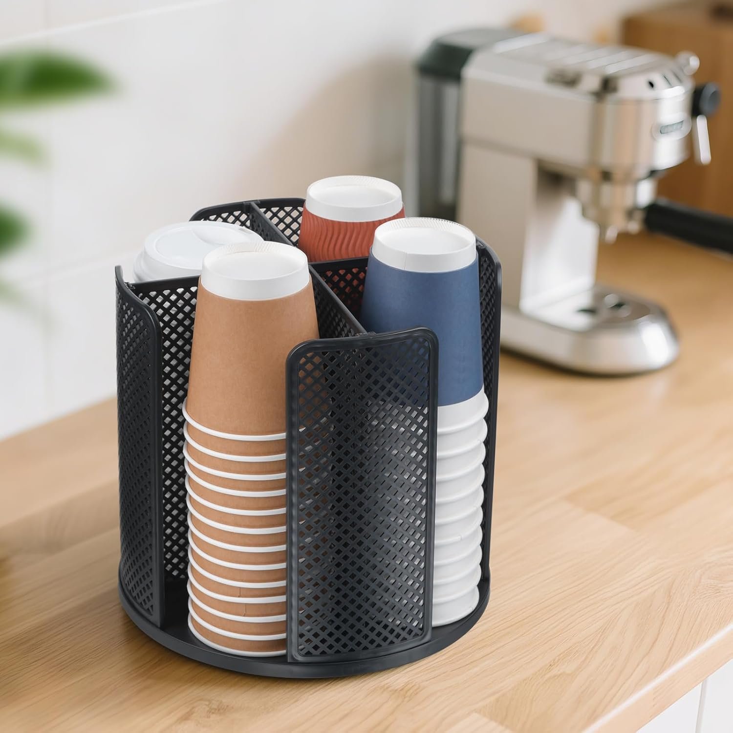 Organisateur de Tasses et Couvercles, Distributeur de Tasses à Café Rotatif 360° pour Tasses Jetables en Plastique et Papier de 5 à 16 oz, 4 Compartiments Détachables, Vente en Gros de Fabricant, Noir Organisateur de Tasses et Couvercles, Distributeur de Tasses à Café Rotatif 360° pour Tasses Jetables en Plastique et Papier de 5 à 16 oz, 4 Compartiments Détachables, Vente en Gros de Fabricant, Noir