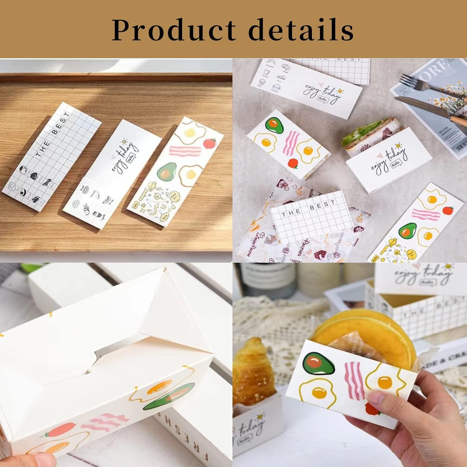 Boîtes à emporter en papier 50 pièces, Logotype Personnalisé, conteneurs à emporter pour mini hamburgers, plateau à pain pour repas à emporter, fournisseur en vente en gros pour restaurants, pique-niques et fêtes.