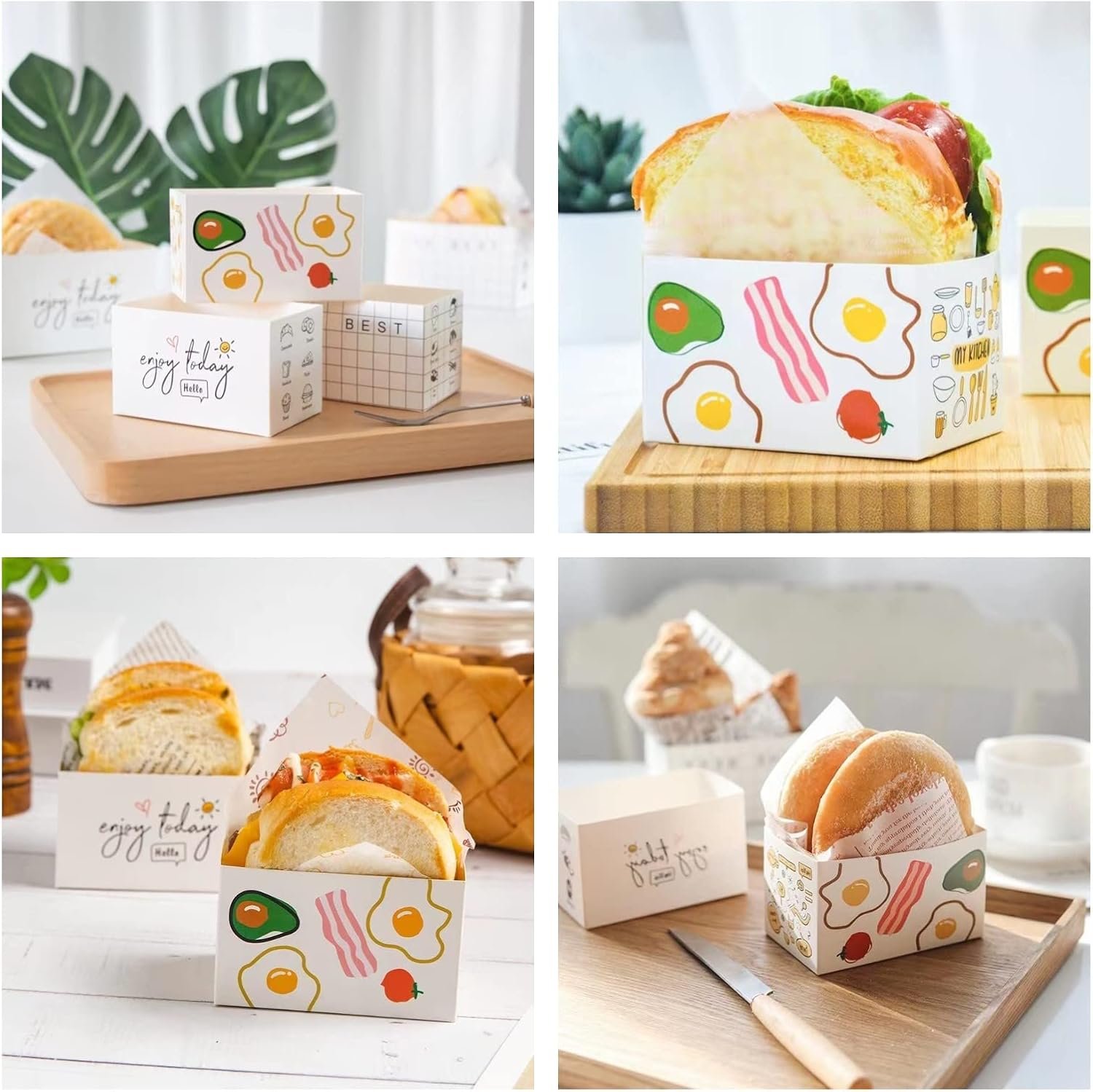 Boîtes à emporter en papier 50 pièces, Logotype Personnalisé, conteneurs à emporter pour mini hamburgers, plateau à pain pour repas à emporter, fournisseur en vente en gros pour restaurants, pique-niques et fêtes.