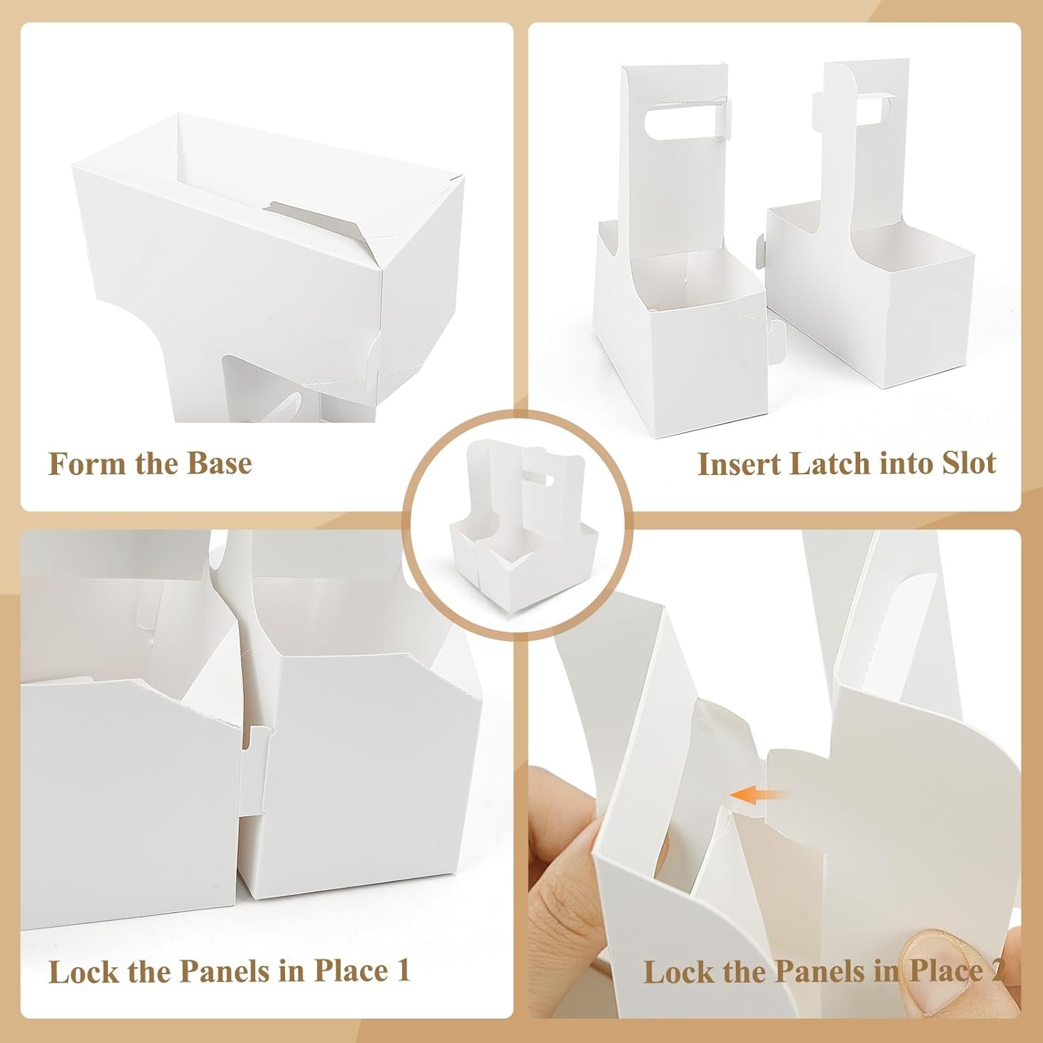 Grossiste porte-gobelets en carton jetables 2 tasses avec poignée, fournisseur de support pour boissons à emporter, OEM, blanc (20P)