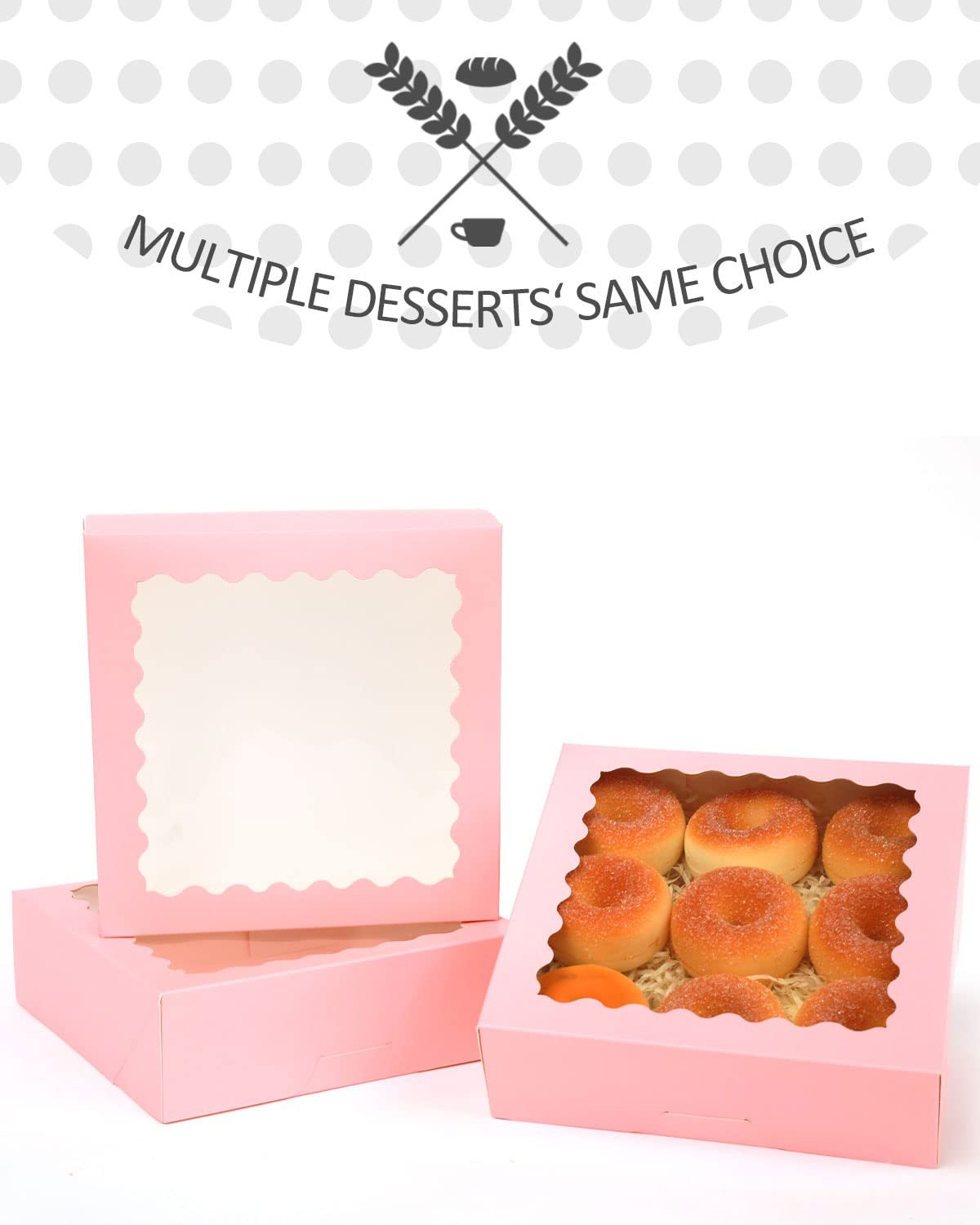 Grossiste en Vrac Boîtes à Pâtisserie Roses Auto-pop-up 50 Paquets 8x8x2.5 pouces Avec Fenêtre, Fabricant de Logo Personnalisé et Vente en Gros.