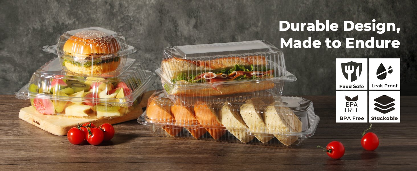 Grossiste Conteneurs en Plastique Clamshell 25 Pack 9” x 5.5” x 3.6” Idéal pour Pâtisserie Fruits Sandwiches, Logo Personnalisé, Fabricant Fournisseur Vente en Gros Grossiste Conteneurs en Plastique Clamshell 25 Pack 9” x 5.5” x 3.6” Idéal pour Pâtisserie Fruits Sandwiches, Logo Personnalisé, Fabricant Fournisseur Vente en Gros