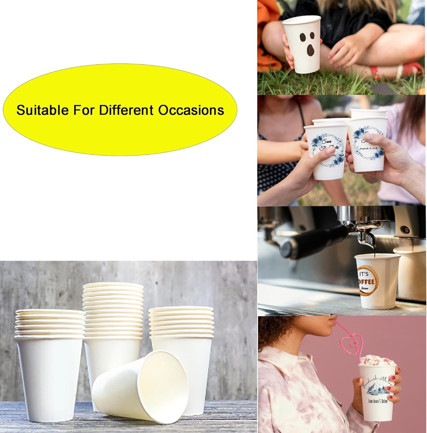 Grossiste en 60-200pcs de gobelets en papier personnalisés, gobelets à logo personnalisé pour café, événement, mariage (9oz) - Fournisseur spécialisé en vente en gros.