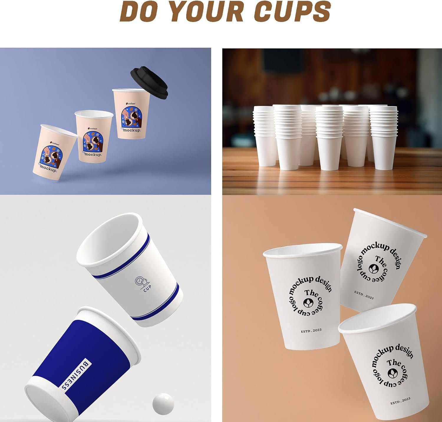 Grossiste en 60-200pcs de gobelets en papier personnalisés, gobelets à logo personnalisé pour café, événement, mariage (9oz) - Fournisseur spécialisé en vente en gros.