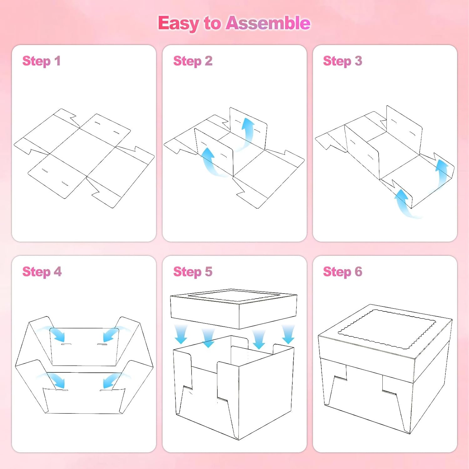 Grossiste en boîte à gâteaux 10 pouces, boîte de transport de 10x10x8 pouces avec grande fenêtre transparente, idéale pour les mariages, anniversaires et occasions spéciales. Fabricant spécialisé dans la vente en gros de pâtissiers, cookies, tartes et cupcakes. Logo personnalisé disponible pour une marque blanche.