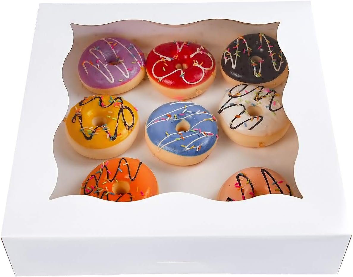 Boîte à pâtisserie blanche 12"x12"x3" en vrac, idéale pour les tartes et cookies, avec fenêtre en PVC, vente en gros, logo personnalisé, fournisseur de solutions d'emballage, pack de 15.