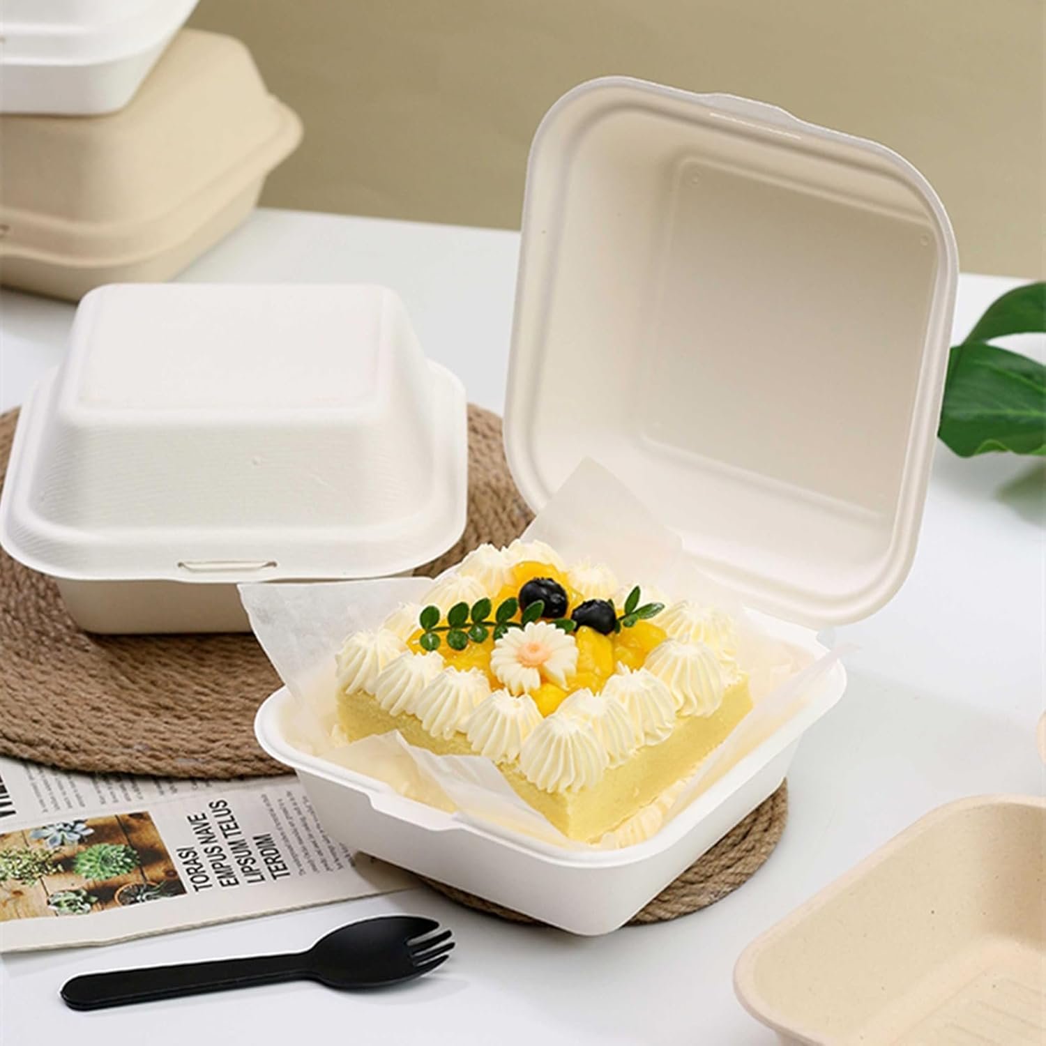 Grossiste conteneurs alimentaires en vrac, 150 Pack de boîtes Bento en bagasse 6 x 6 pouces avec couvercle, logo personnalisé pour hamburgers et chips, safe pour micro-ondes et congélateur. Grossiste conteneurs alimentaires en vrac, 150 Pack de boîtes Bento en bagasse 6 x 6 pouces avec couvercle, logo personnalisé pour hamburgers et chips, safe pour micro-ondes et congélateur.