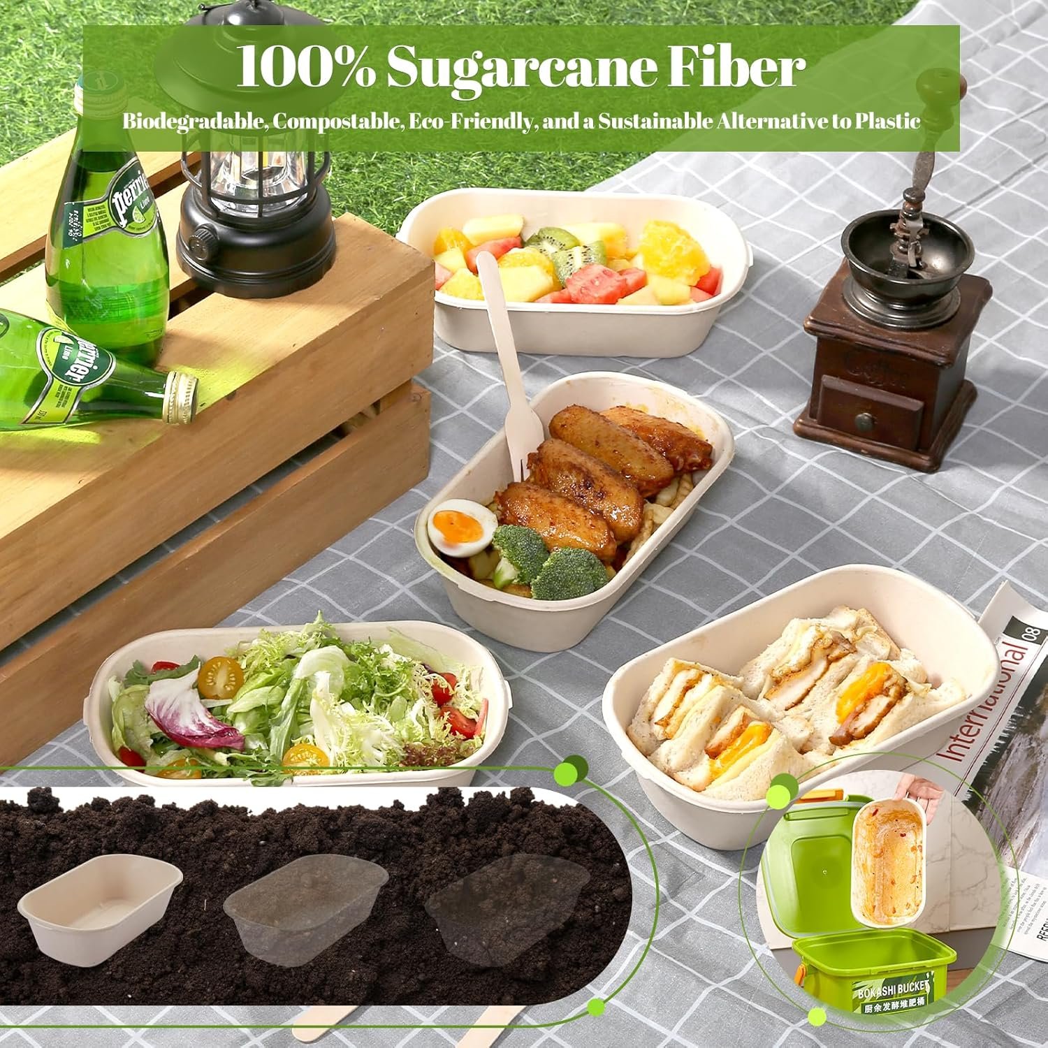 Grossiste 34 oz Contenants Alimentaires Jetables 100% Écologiques avec Couvercles – Boîtes à Emporter en Pulpe de Canne à Sucre, Biodegradables, Compstables et Compatibles Micro-ondes pour Préparation de Repas – Logo Personnalisé Pack de 50 Grossiste 34 oz Contenants Alimentaires Jetables 100% Écologiques avec Couvercles – Boîtes à Emporter en Pulpe de Canne à Sucre, Biodegradables, Compstables et Compatibles Micro-ondes pour Préparation de Repas – Logo Personnalisé Pack de 50