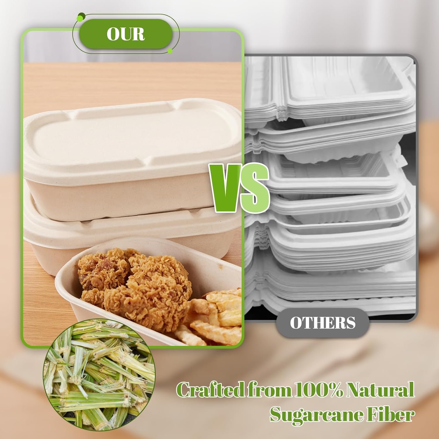 Grossiste 34 oz Contenants Alimentaires Jetables 100% Écologiques avec Couvercles – Boîtes à Emporter en Pulpe de Canne à Sucre, Biodegradables, Compstables et Compatibles Micro-ondes pour Préparation de Repas – Logo Personnalisé Pack de 50 Grossiste 34 oz Contenants Alimentaires Jetables 100% Écologiques avec Couvercles – Boîtes à Emporter en Pulpe de Canne à Sucre, Biodegradables, Compstables et Compatibles Micro-ondes pour Préparation de Repas – Logo Personnalisé Pack de 50