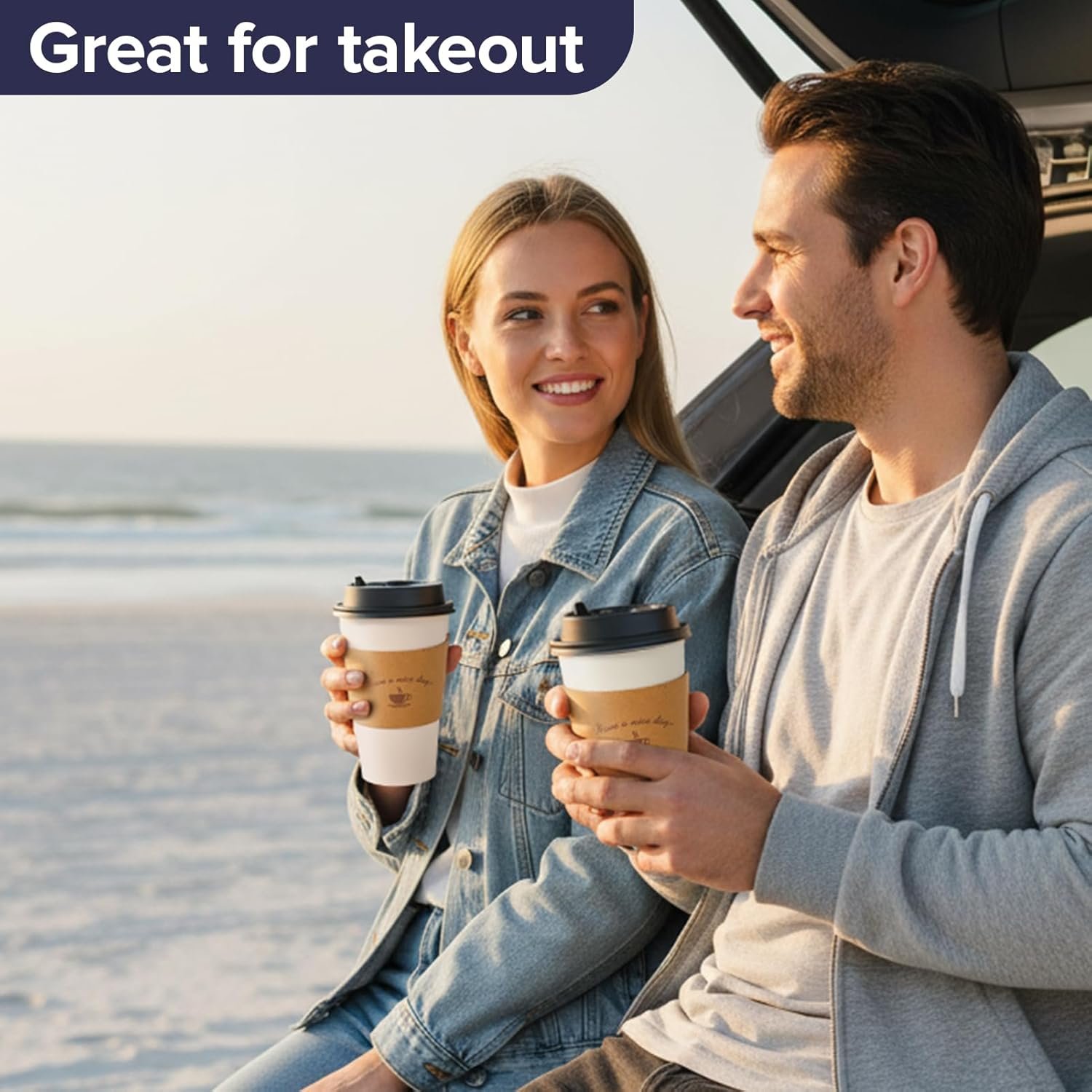 Grossiste de gobelets à café jetables 16 oz avec couvercles et manchons en kraft, logo personnalisé, fabrication de qualité, vente en gros pour bureau, café, restauration, événements et trajets quotidiens.