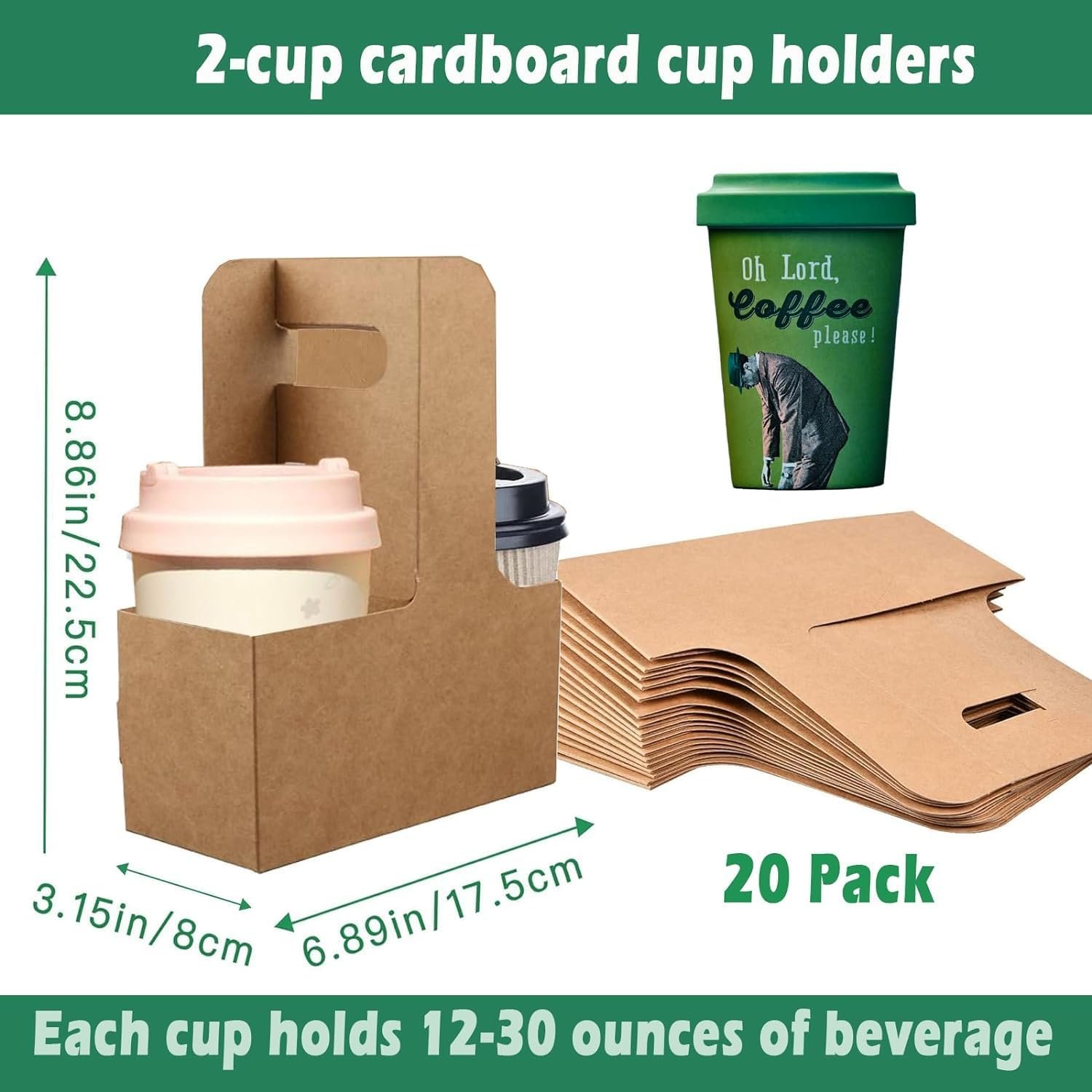 Grossiste en Vrac : Pack de 20 porte-gobelets Kraft avec poignées, support en papier jetable pour 2 boissons chaudes ou froides, idéal pour les restaurants, les cafés et la livraison à emporter, avec logo personnalisé. Grossiste en Vrac : Pack de 20 porte-gobelets Kraft avec poignées, support en papier jetable pour 2 boissons chaudes ou froides, idéal pour les restaurants, les cafés et la livraison à emporter, avec logo personnalisé.