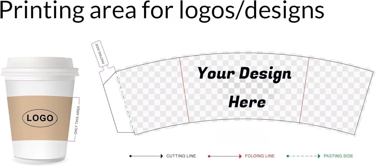 Grossiste en 20-500PCS de manchons à café jetables personnalisés, impression couleur pleine avec logo personnalisé en papier ondulé pour tasses de 12-20oz, fournisseur kraft/blanc.