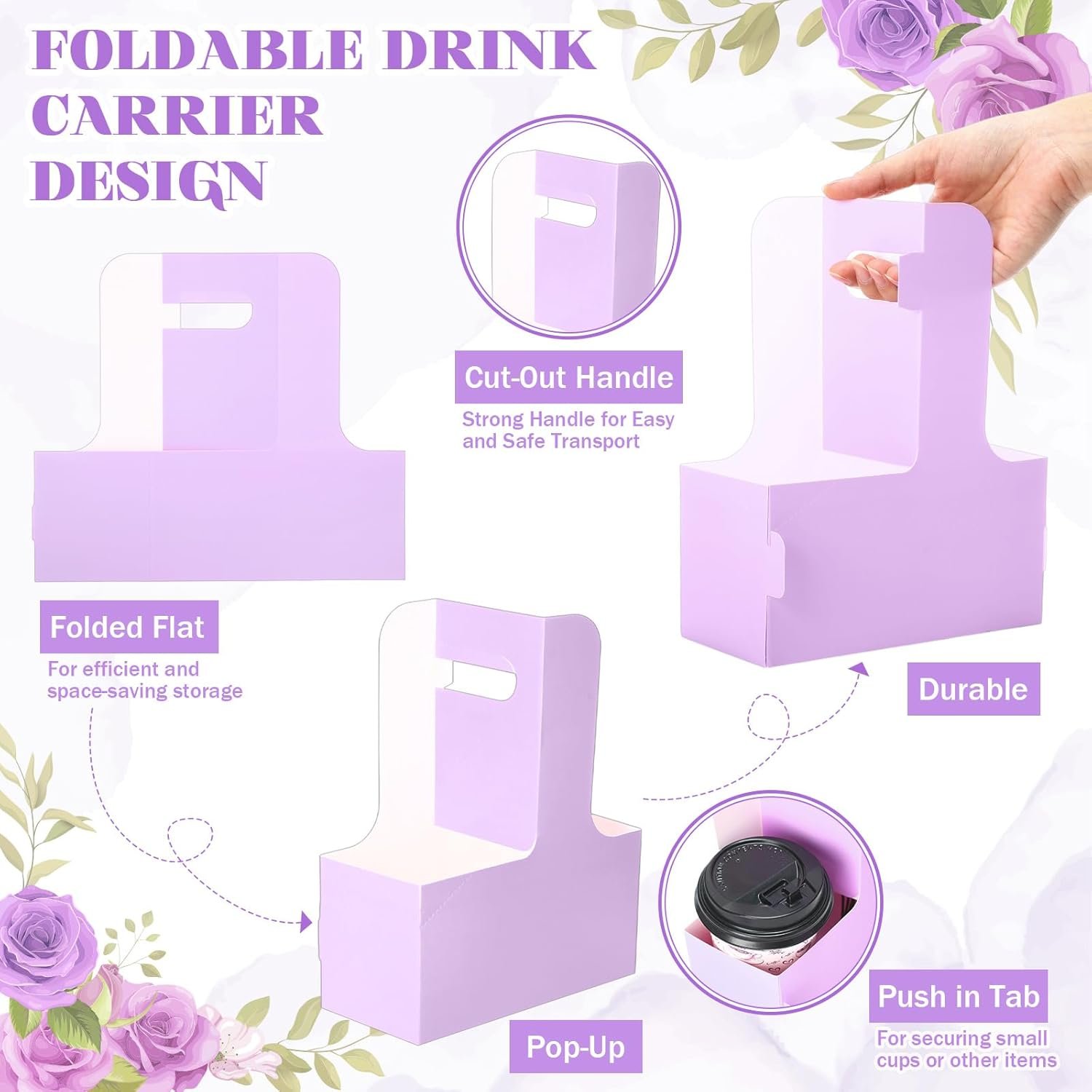 Grossiste 10 Paquet de Carrier À Boissons Jetables de 2 Tasses avec Poignée en Carton pour Café Transportable pour Boissons Chaudes et Froides, Logo Personnalisé pour la Livraison de Nourriture, Fabricant de Soutiens de Tasse.