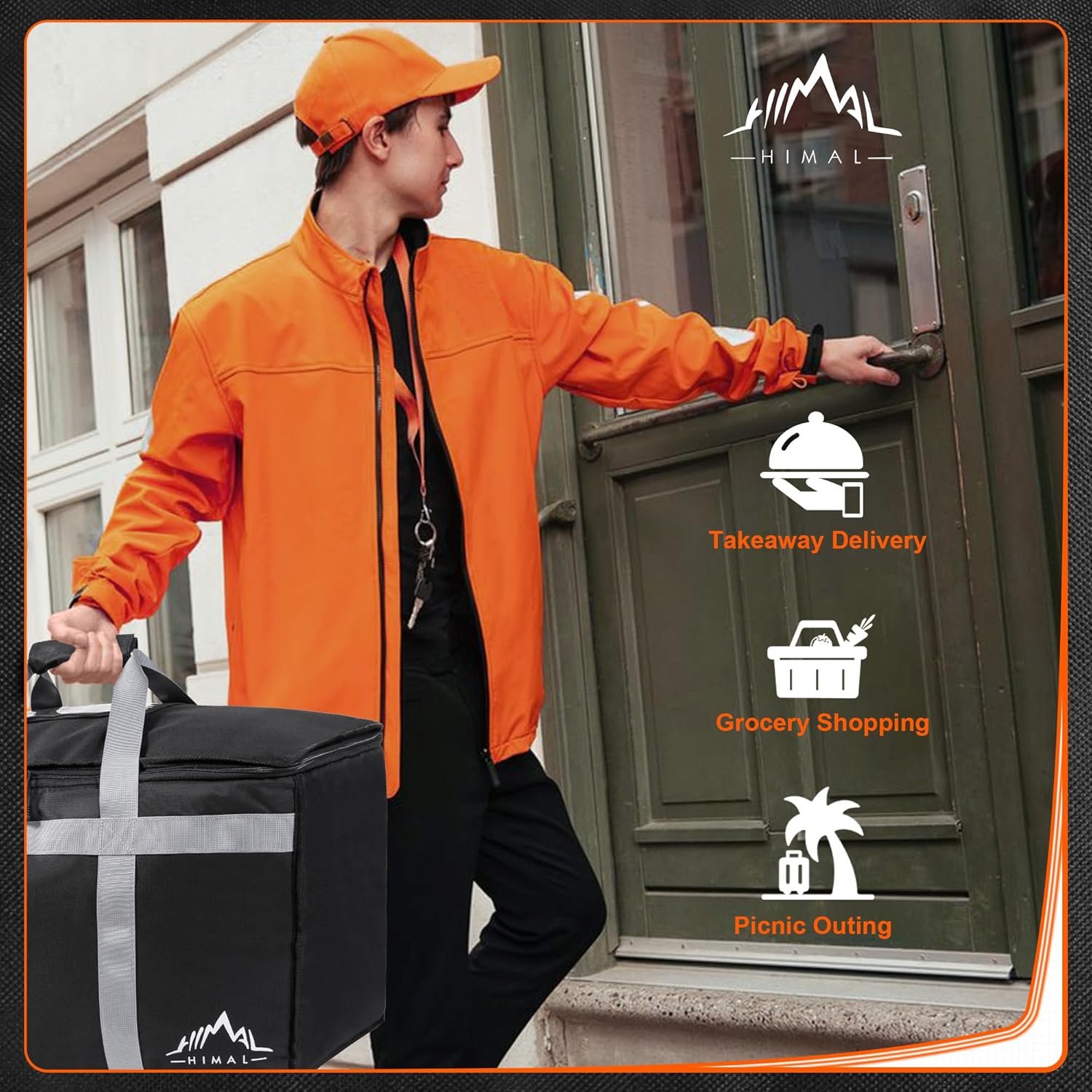 Grossiste sac de livraison alimentaire isolé XXXL 23Lx15Hx14P pouces pour le transport de nourriture chaude/froide, Personnalisez votre logo, fournisseur pour Uber Eats et Doordash.