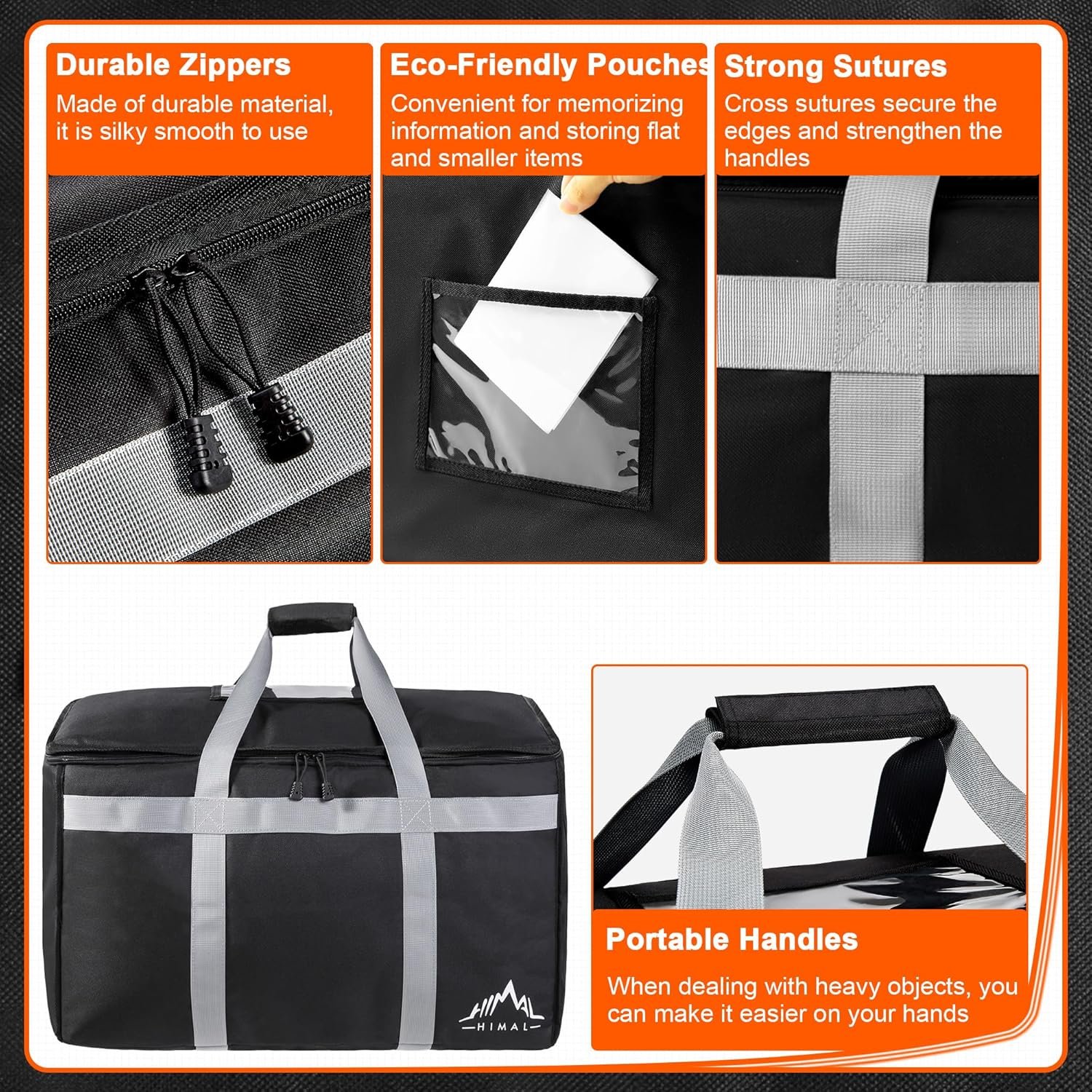 Grossiste sac de livraison alimentaire isolé XXXL 23Lx15Hx14P pouces pour le transport de nourriture chaude/froide, Personnalisez votre logo, fournisseur pour Uber Eats et Doordash.
