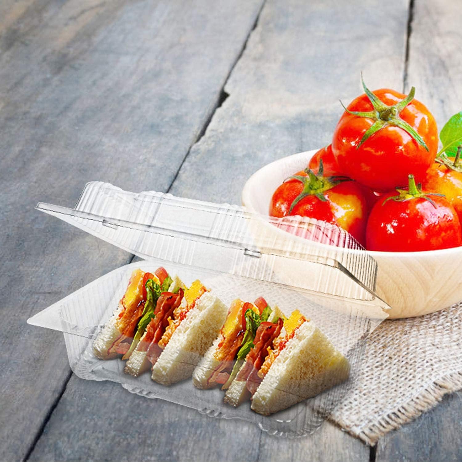 Grossiste Contenant Alimentaire en Plastique Jetable 70 Pcs : Barquette à Charnière Transparente, Taille Interne 6,3