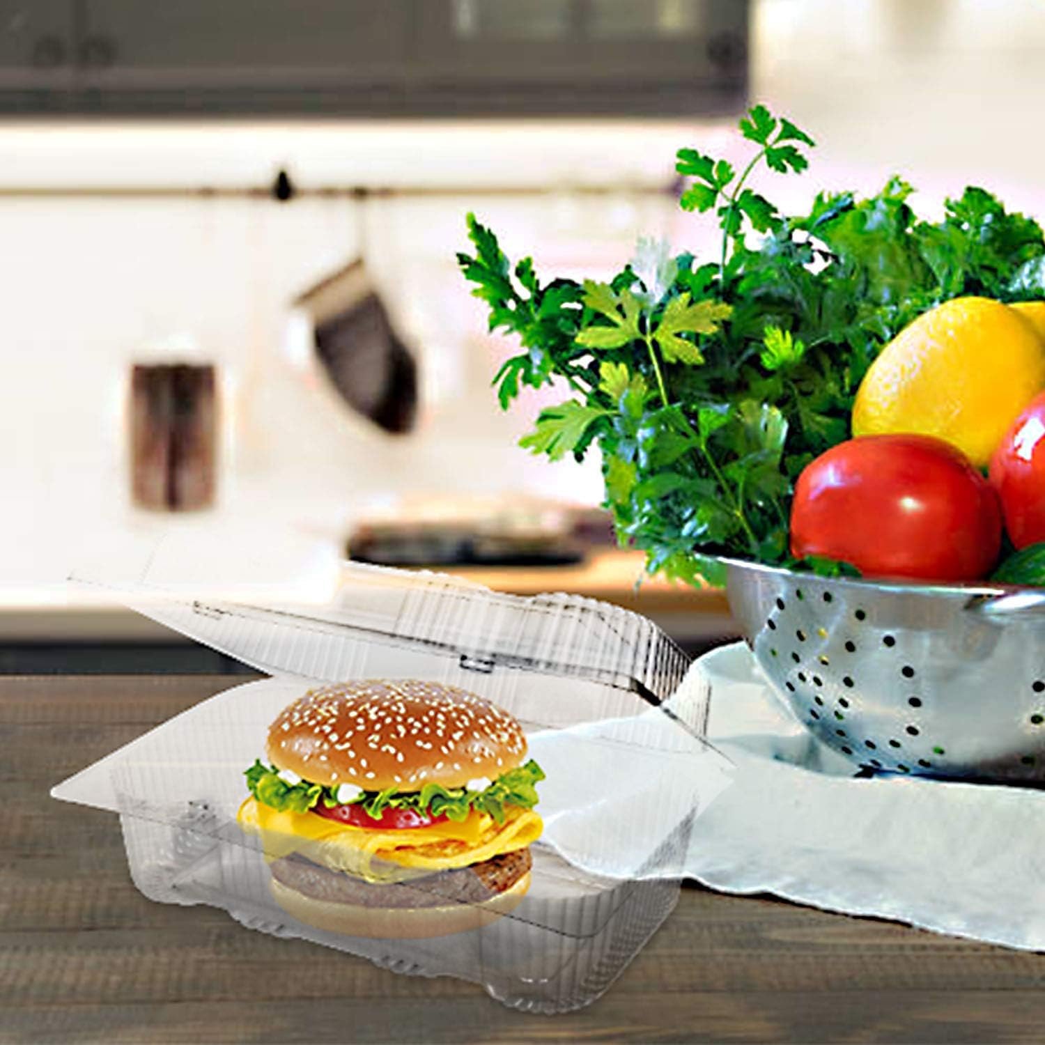 Grossiste Contenant Alimentaire en Plastique Jetable 70 Pcs : Barquette à Charnière Transparente, Taille Interne 6,3