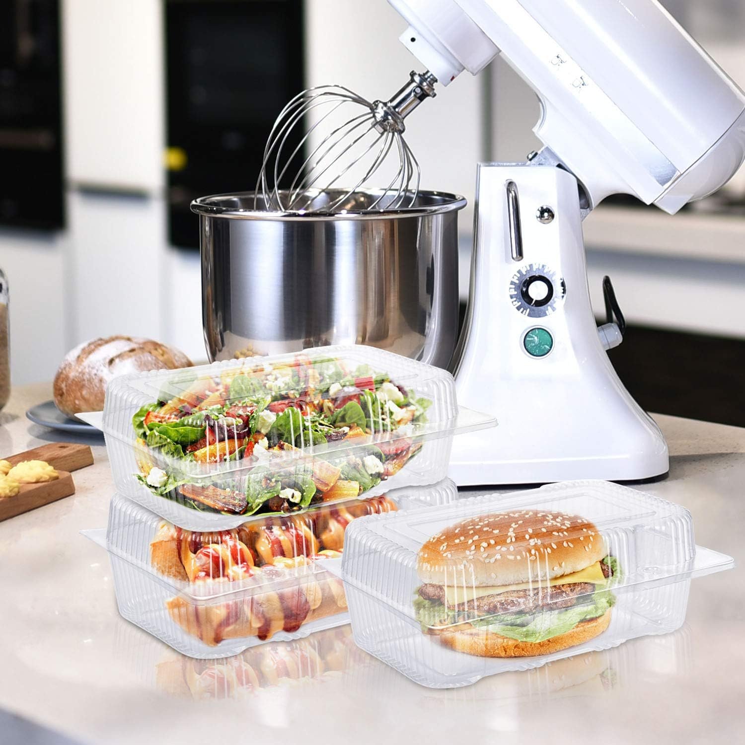 Grossiste Contenant Alimentaire en Plastique Jetable 70 Pcs : Barquette à Charnière Transparente, Taille Interne 6,3