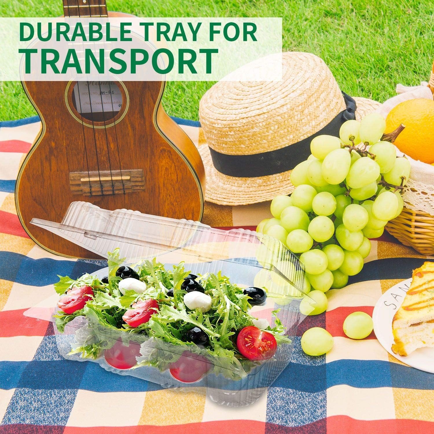 Grossiste Contenant Alimentaire en Plastique Jetable 70 Pcs : Barquette à Charnière Transparente, Taille Interne 6,3