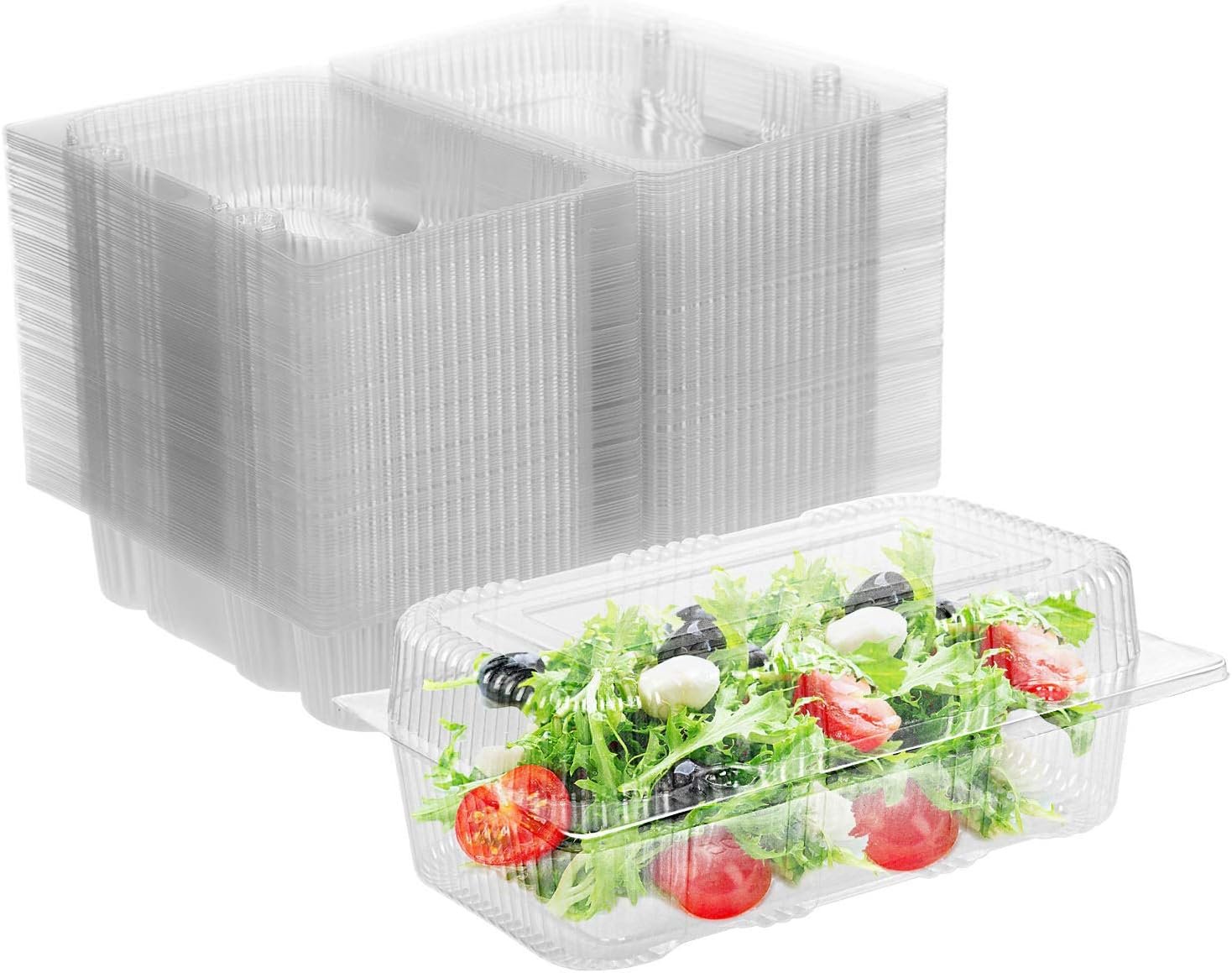 Grossiste Contenant Alimentaire en Plastique Jetable 70 Pcs : Barquette à Charnière Transparente, Taille Interne 6,3" Longueur x 3,9" Largeur x 2,7" Profondeur - Fabricant OEM