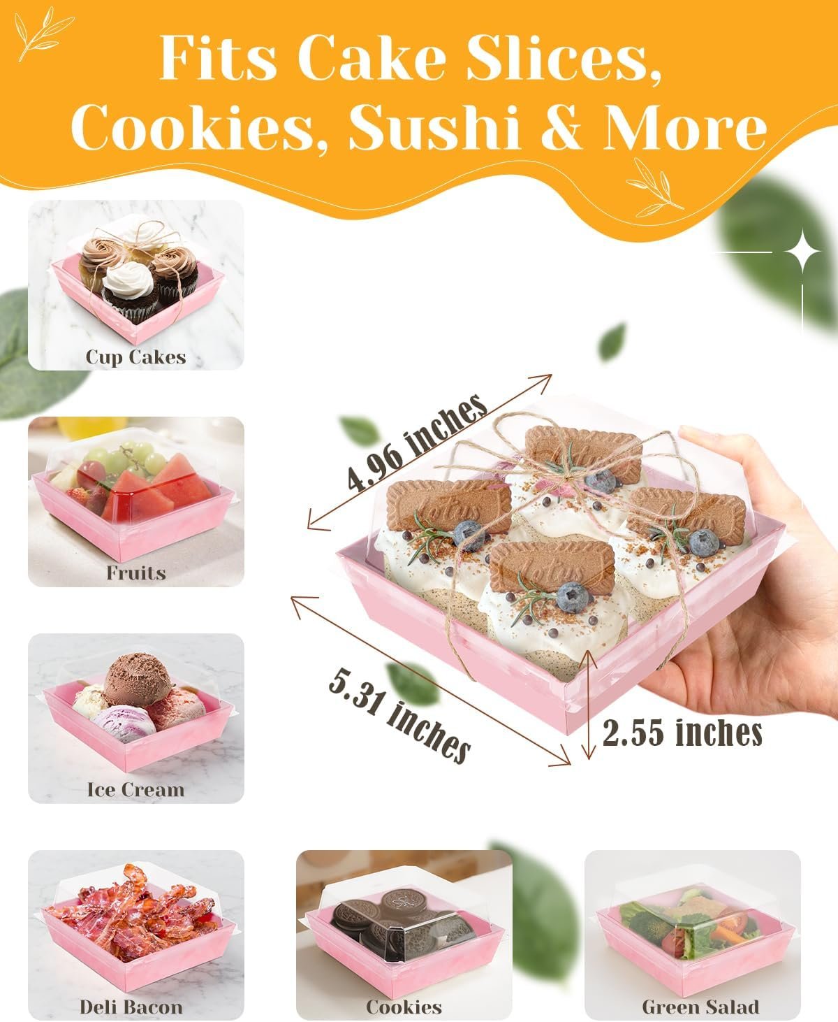 Grossiste en 60 Pack de Boîtes à Charcuterie Roses avec Couvercles Clairs, Petites Boîtes en Papier de 5 Pouces à Emporter avec Couvercle - Logo Personnalisé pour Favoris de Fête, Nourriture, Sushi, Biscuit, Part de Gâteau, Dessert, Sandwich - Fournisseur de Solutions en Vente en Gros