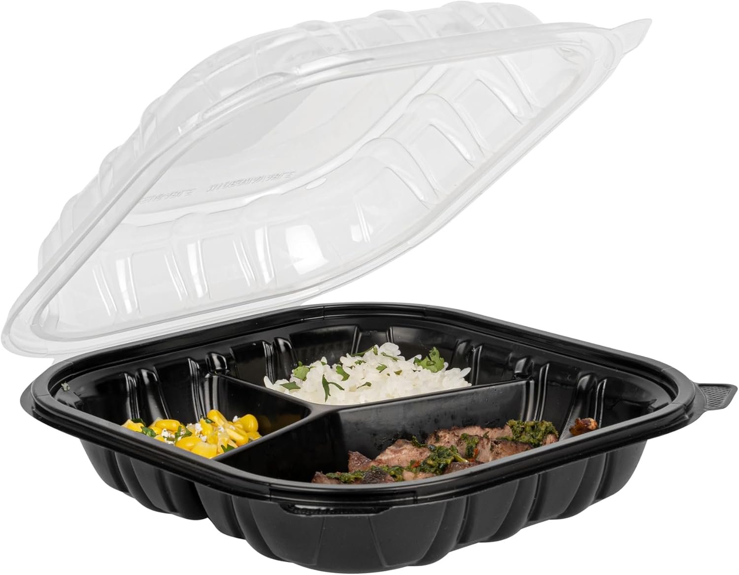 Grossiste en Vrac de Contenants en Plastique Noir 40 onces, 50 Boîtes à Emporter Jetables avec 3 Compartiments, Couvercles Ventilés, Idéales pour Salades et Pâtes, OEM, Fournisseur de Récipients pour Préparation de Repas Microwavables.