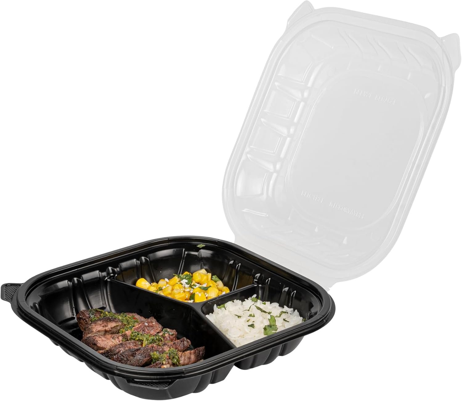 Grossiste en Vrac de Contenants en Plastique Noir 40 onces, 50 Boîtes à Emporter Jetables avec 3 Compartiments, Couvercles Ventilés, Idéales pour Salades et Pâtes, OEM, Fournisseur de Récipients pour Préparation de Repas Microwavables.
