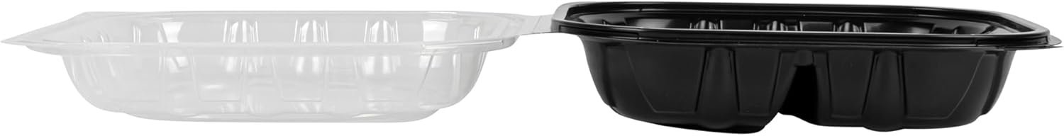 Grossiste en Vrac de Contenants en Plastique Noir 40 onces, 50 Boîtes à Emporter Jetables avec 3 Compartiments, Couvercles Ventilés, Idéales pour Salades et Pâtes, OEM, Fournisseur de Récipients pour Préparation de Repas Microwavables.