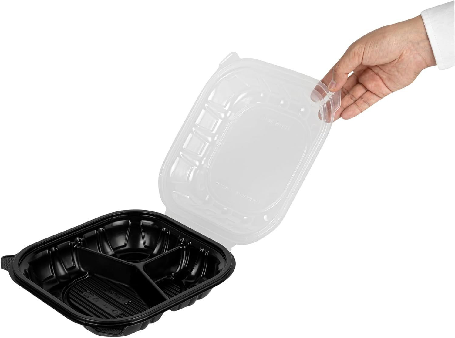 Grossiste en Vrac de Contenants en Plastique Noir 40 onces, 50 Boîtes à Emporter Jetables avec 3 Compartiments, Couvercles Ventilés, Idéales pour Salades et Pâtes, OEM, Fournisseur de Récipients pour Préparation de Repas Microwavables.