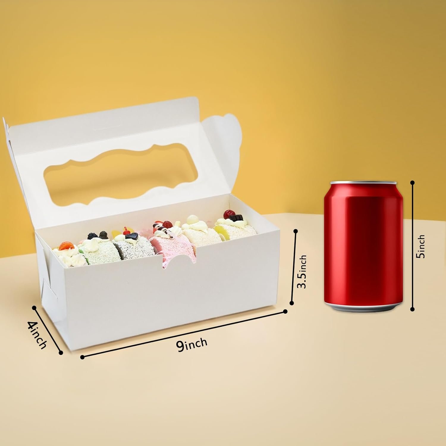 Grossiste Boîtes à Gâteaux Blanches avec Fenêtre 30pcs 9x4x3,5 Pouces, Fournisseur de Boîtes pour Gâteaux en Pain, Desserts, Muffins, Donuts et Bonbons, Logo Personnalisé, Vente en Gros