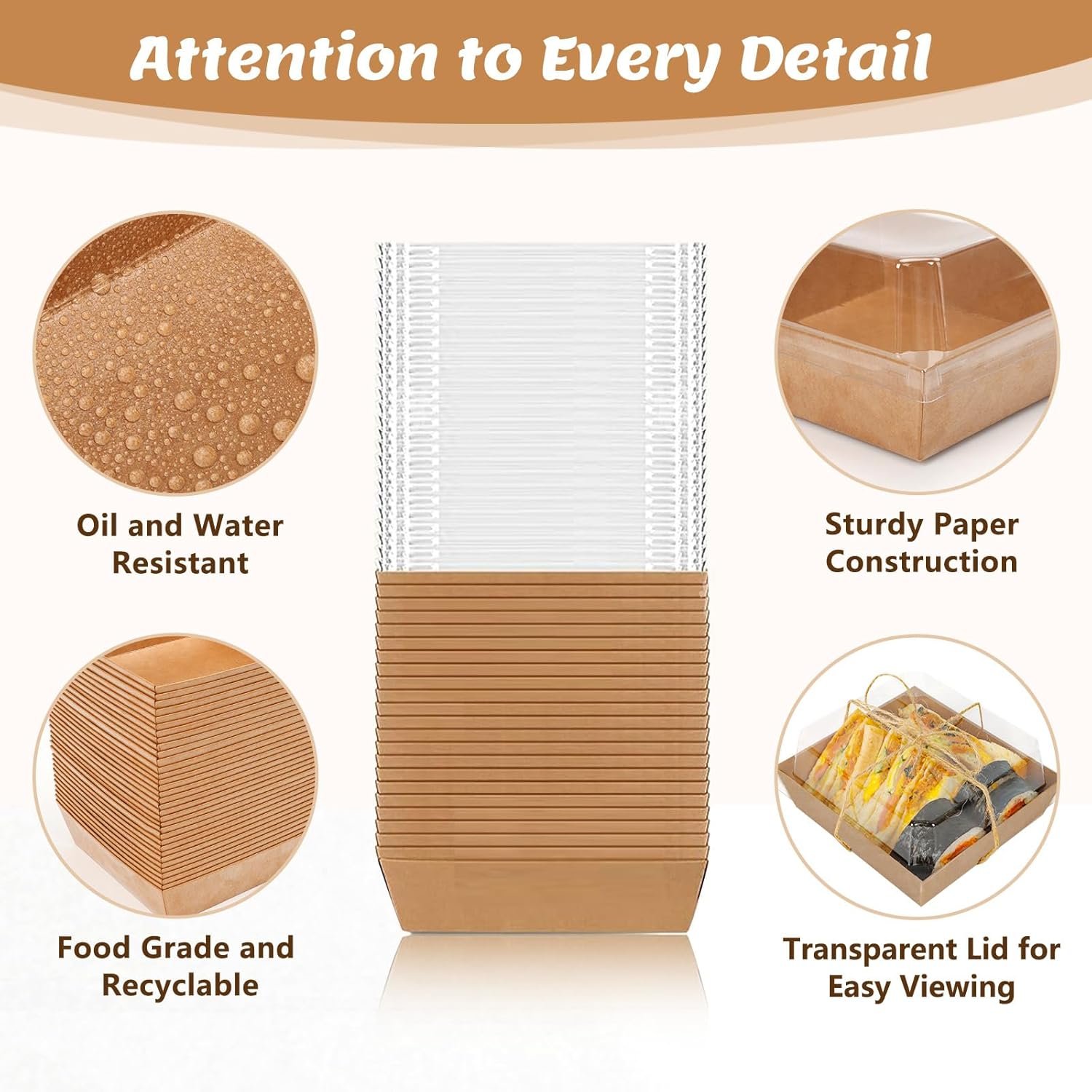 Grossiste en Vrac 24 Boîtes de Charcuterie Miniatures avec Couvercles Transparents, Conteneurs Alimentaires Jetables pour Desserts comme Sandwichs, Cookies, Sushis, Parts de Gâteau et Fraises, Marque Blanche disponible.